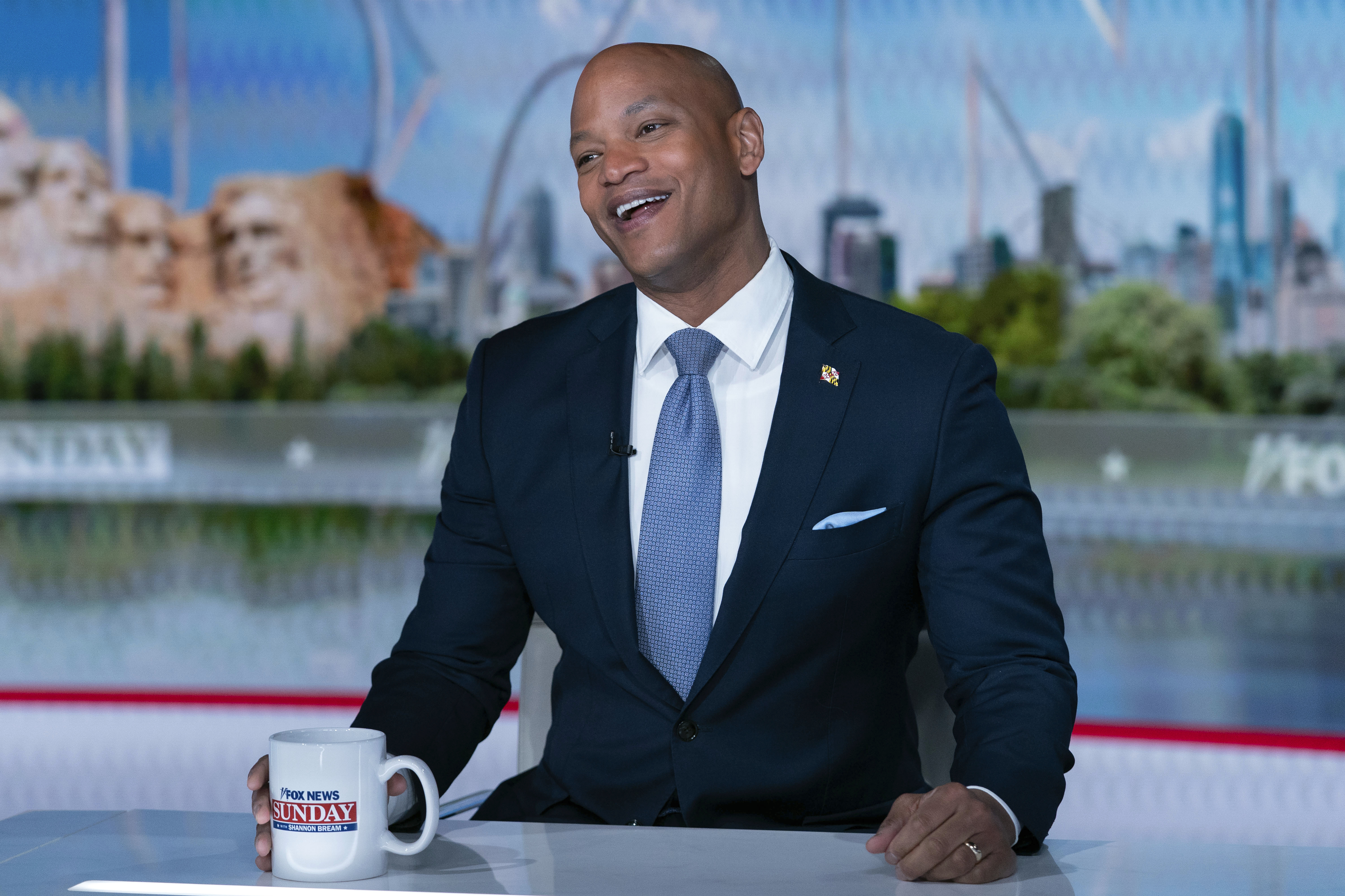 FILE - Maryland Gov. Wes Moore speaks during a taping of "Fox News Sunday" at Fox News headquarters in Washington, Sunday, March 23, 2025. (AP Photo/Jose Luis Magana)