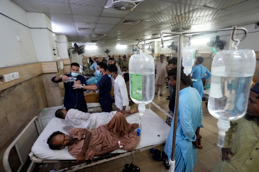 FILE - Heatstroke patients receive treatment at a hospital in Karachi, Pakistan, Thursday, July 25, 2024. (AP Photo/Fareed Khan,File)