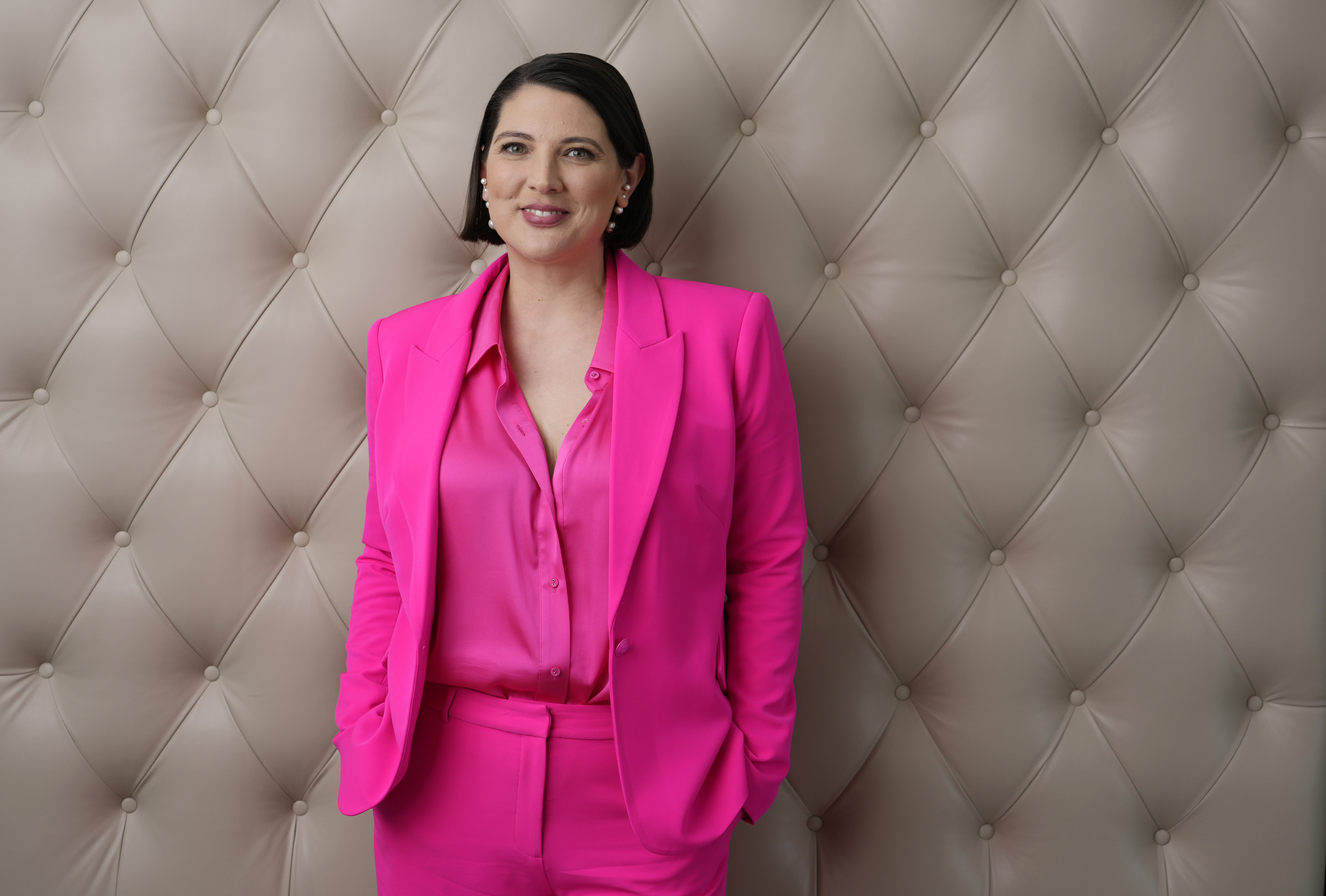 FILE - Author Taylor Jenkins Reid poses for a portrait at the Four Seasons Hotel in Los Angeles on Feb. 22, 2023. (AP Photo/Chris Pizzello, File)