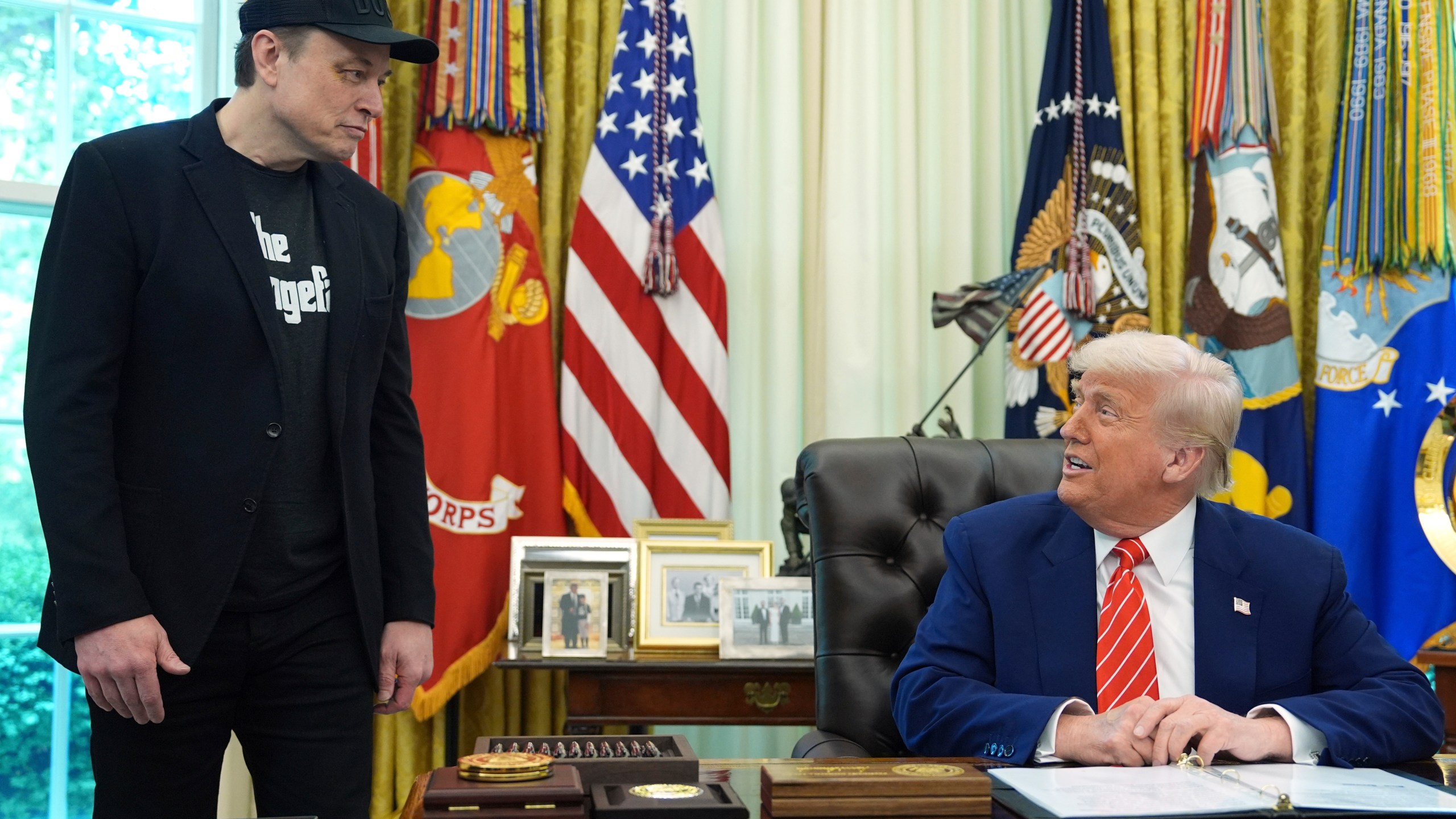 President Donald Trump speaks during a news conference with Elon Musk in the Oval Office of the White House, Friday, May 30, 2025, in Washington. (AP Photo/Evan Vucci)