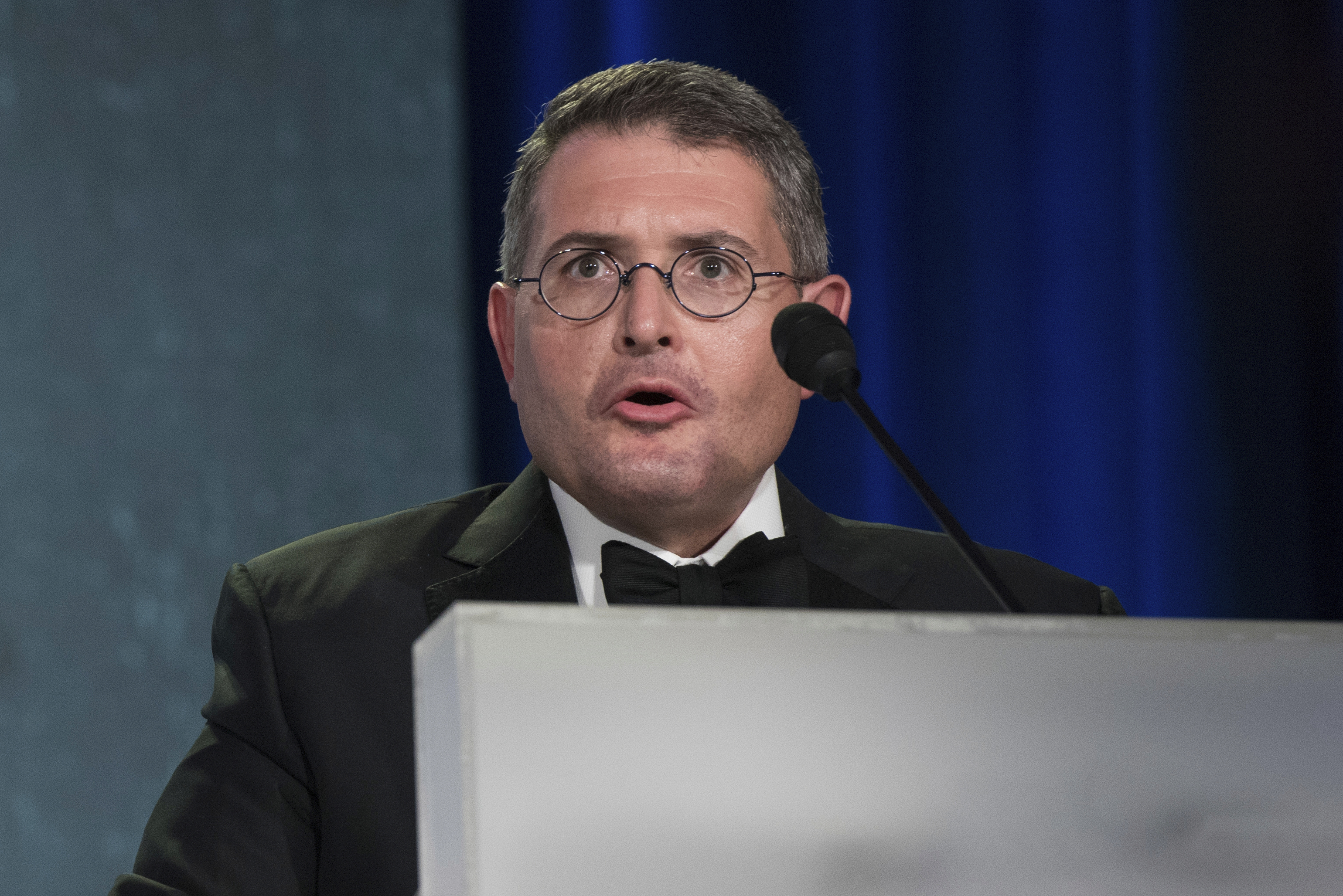 FILE - Leonard Leo speaks at the National Lawyers Convention in Washington, Nov. 16, 2017. (AP Photo/Sait Serkan Gurbuz, File)