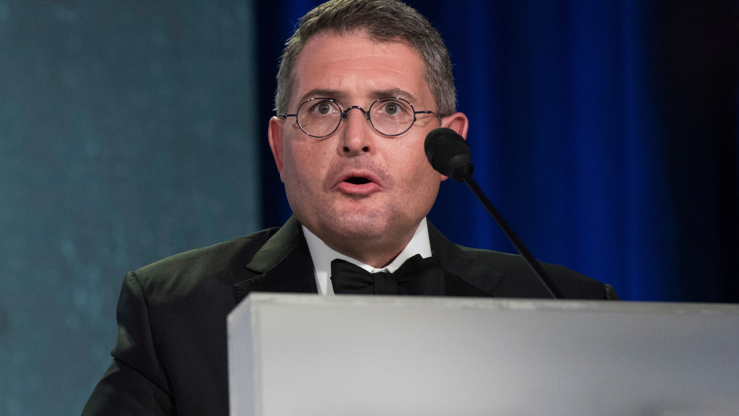 FILE - Leonard Leo speaks at the National Lawyers Convention in Washington, Nov. 16, 2017. (AP Photo/Sait Serkan Gurbuz, File)