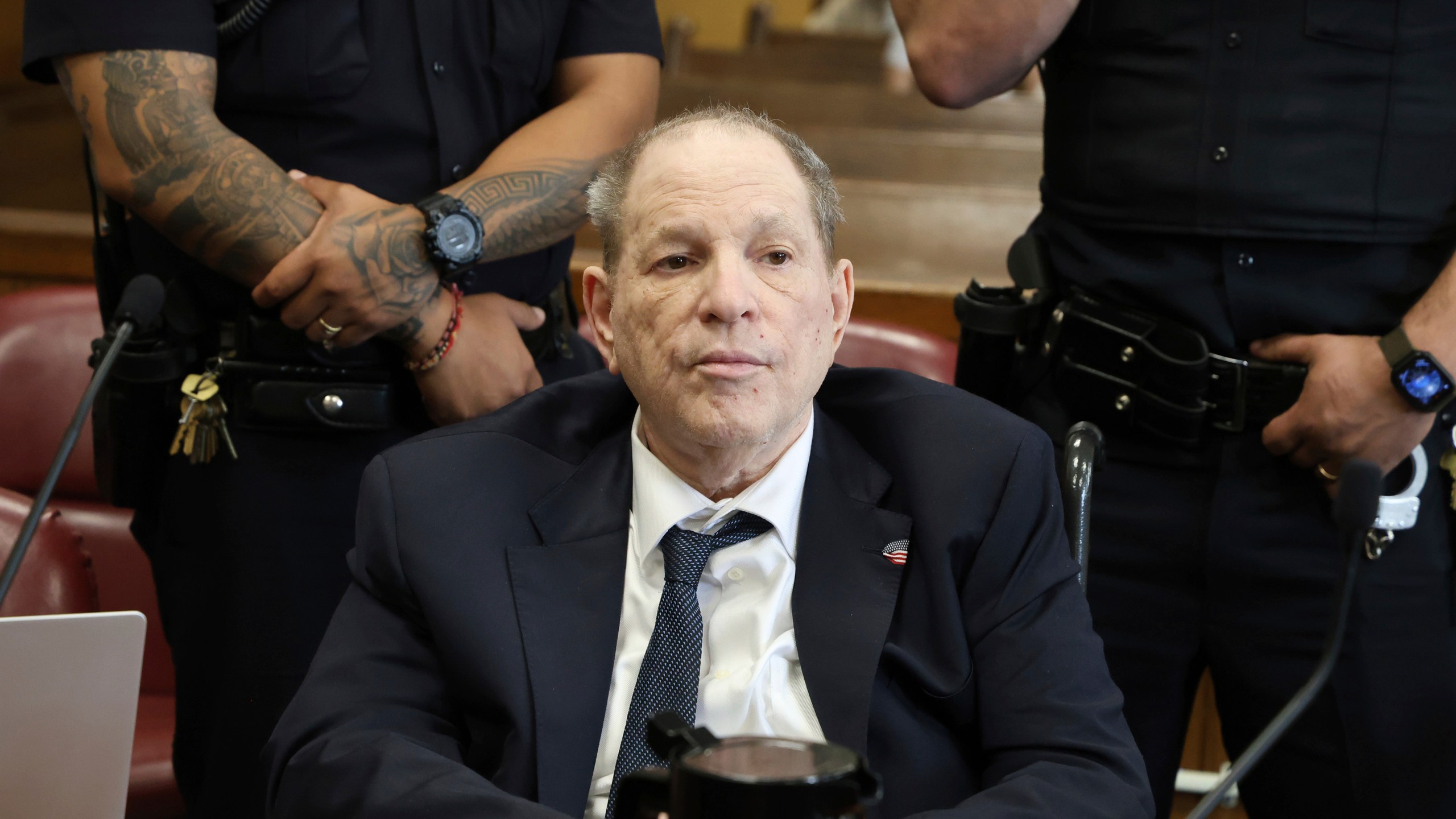 Harvey Weinstein appears in state court in Manhattan for his retrial on Friday, May 30, 2025 in New York. (Jefferson Siegel/The New York Times via AP, Pool)