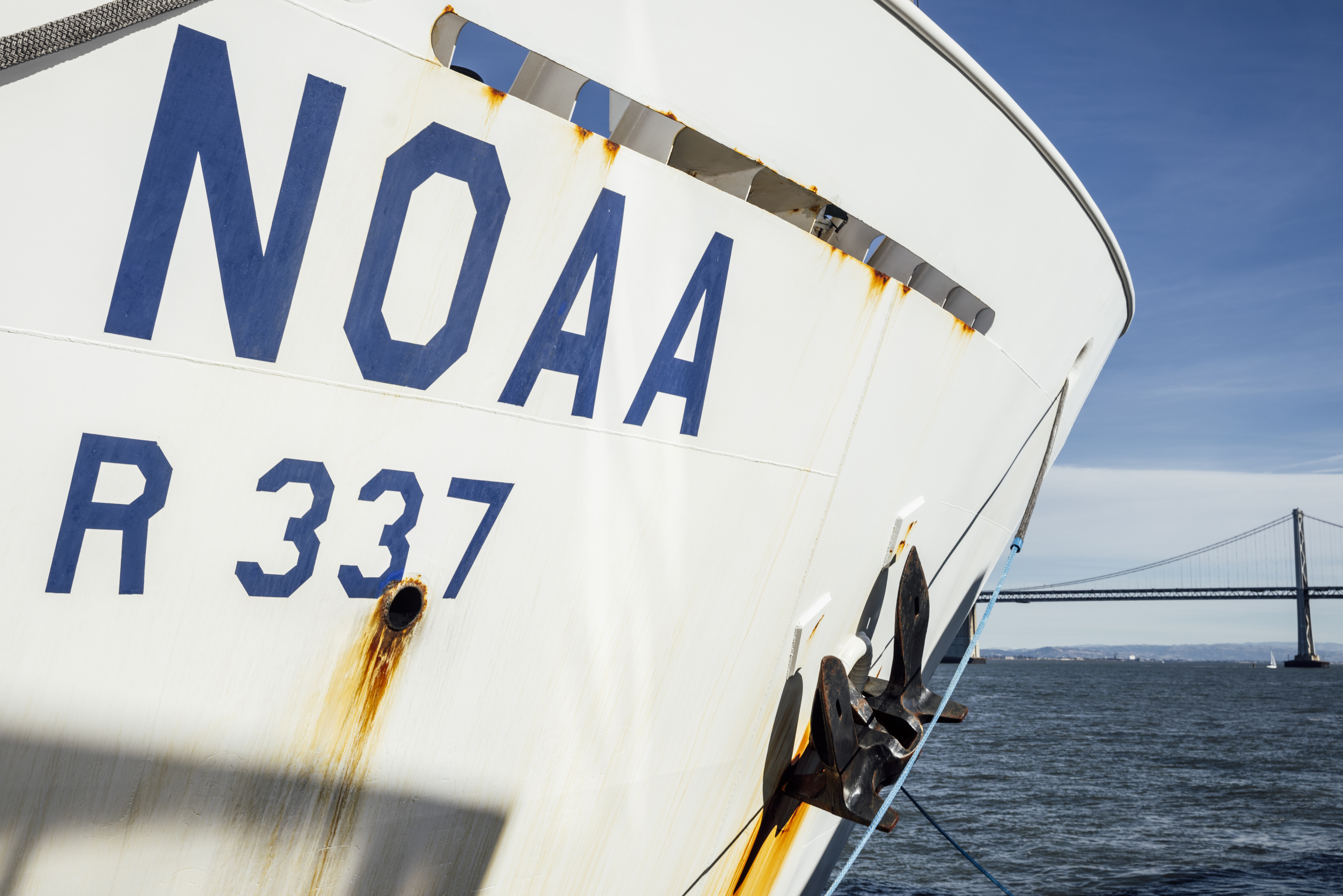 FILE - The National Oceanic and Atmospheric Administration (NOAA) Ship Okeanos Explorer is seen at the Exploratorium in San Francisco, Saturday, Dec. 9, 2023. (Stephen Lam/San Francisco Chronicle via AP,File)