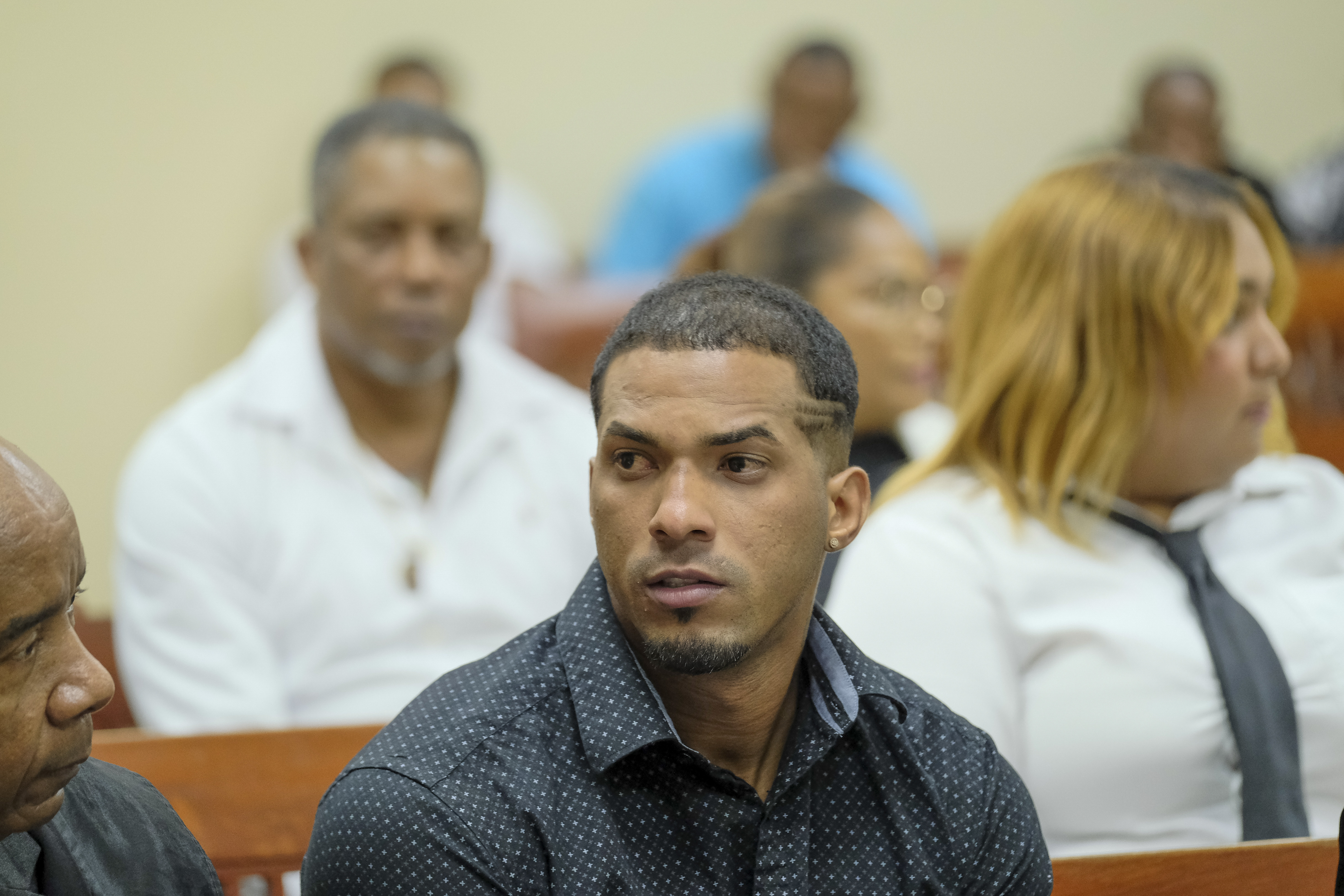 FILE - Tampa Bay Rays shortstop Wander Franco attends his trial on charges of sexually abusing a minor, sexual and commercial exploitation against a minor and human trafficking, in Puerto Plata, Dominican Republic, Thursday, Dec. 12, 2024. (AP Photo/Ricardo Hernandez, File)
