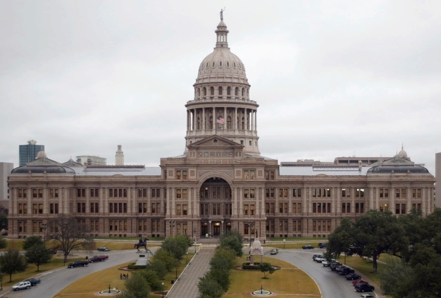 FILE - The south side of the Texas Capitol is seen on Jan. 5, 2005, in Austin, Texas. (AP Photo/Harry Cabluck, File)