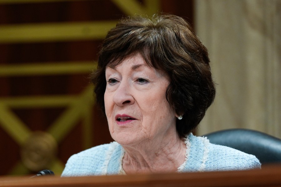 Sen. Susan Collins, R-Maine, questions Education Secretary Linda McMahon during a Senate Appropriations hearing, Tuesday, June 3, 2025, on Capitol Hill in Washington. (AP Photo/Julia Demaree Nikhinson)