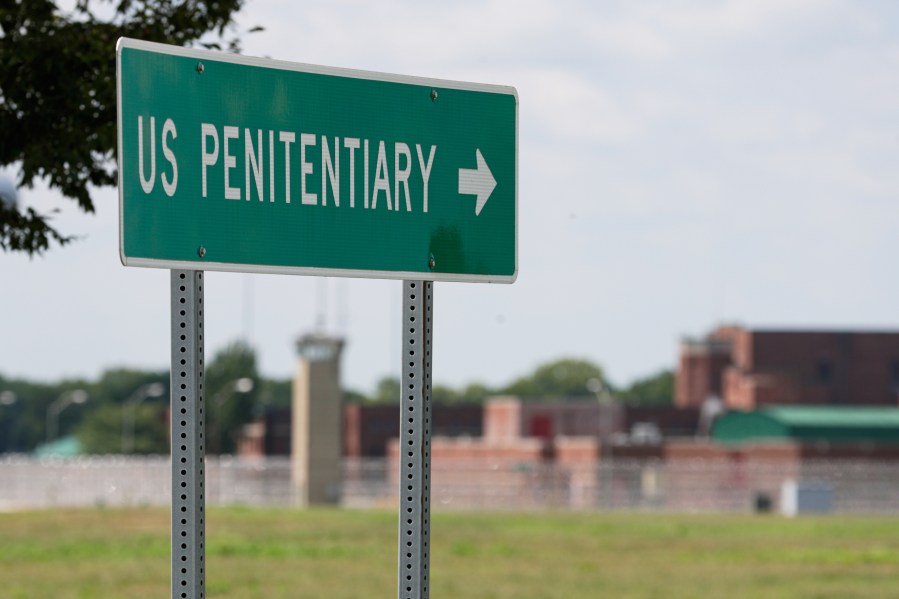 FILE - The federal prison complex in Terre Haute, Ind., July 17, 2020. (AP Photo/Michael Conroy, File)