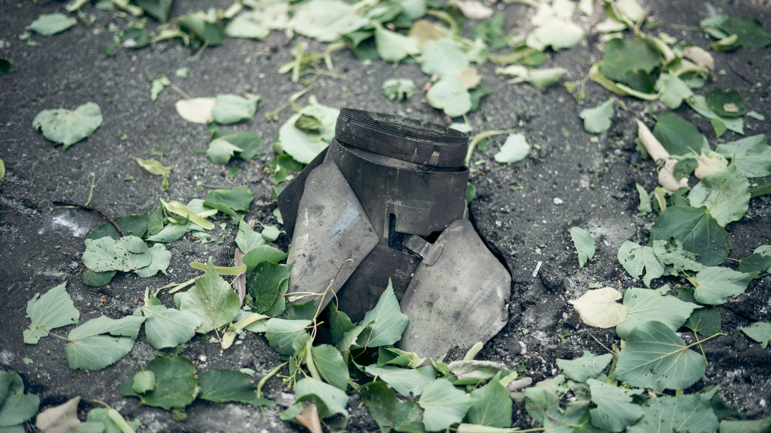 A fragment of a rocket is seen following a Russian strike on Sumy, Ukraine, on Tuesday, June 3, 2025. (AP Photo/Yehor Kryvoruchko, Kordon Media)