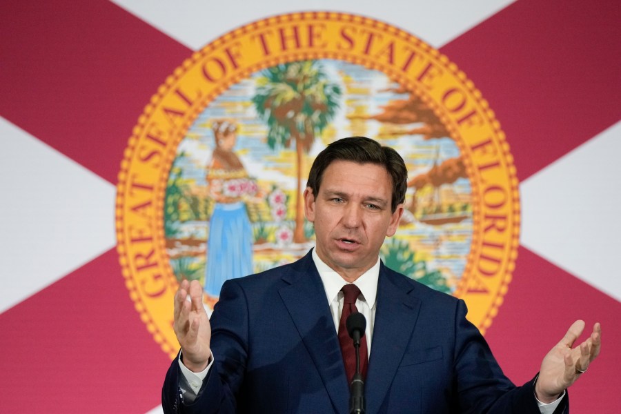 FILE - Florida Gov. Ron DeSantis speaks during a news conference in Miami, Tuesday, May 9, 2023. (AP Photo/Rebecca Blackwell, File)
