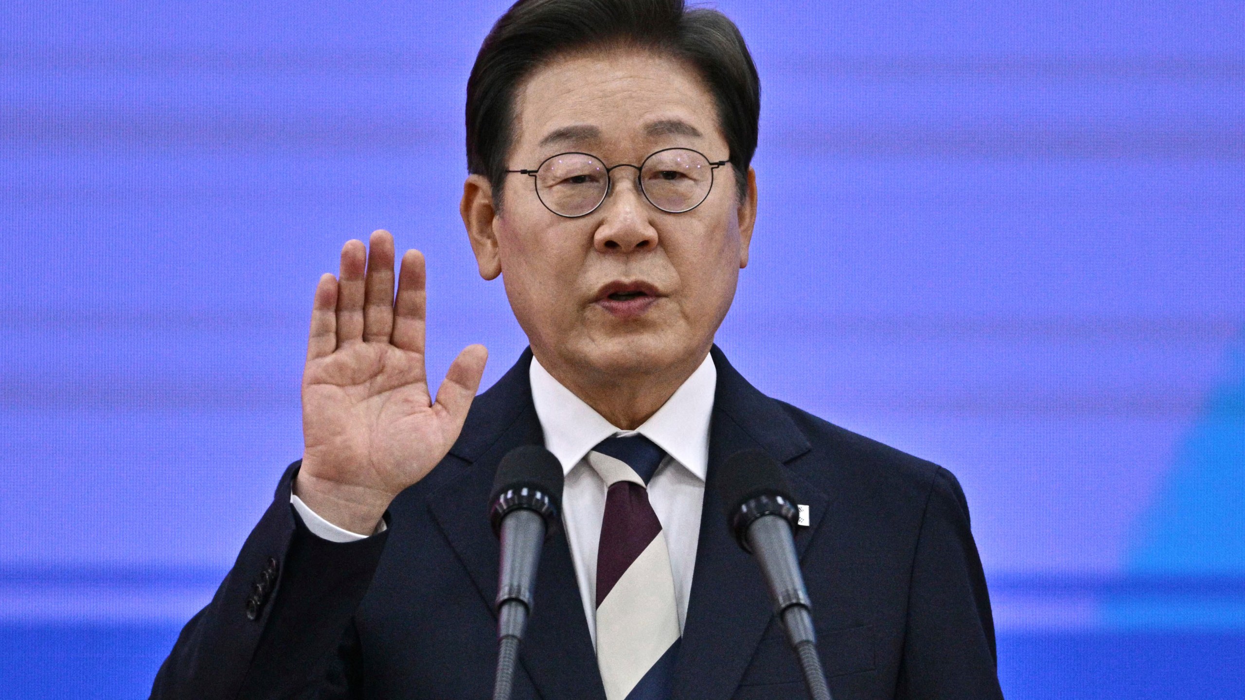 South Korea's newly-elected President Lee Jae-myung takes his oath during his inauguration ceremony at the National Assembly in Seoul Wednesday, June 4, 2025. (Anthony Wallace/Pool Photo via AP)