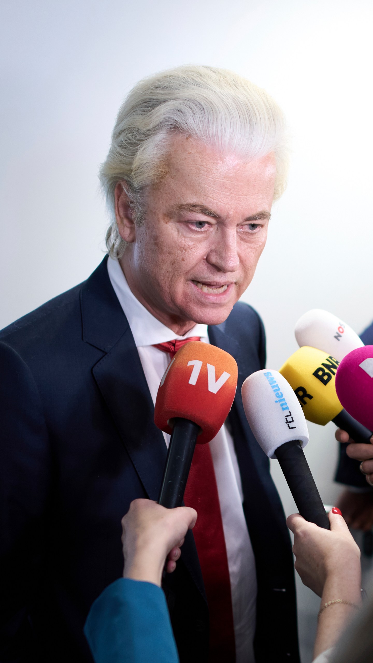 Far-right lawmaker Geert Wilders after pulling his party out of the four-party Dutch coalition in The Hague, Netherlands, Tuesday, June 3, 2025. (AP Photo/Peter Dejong)