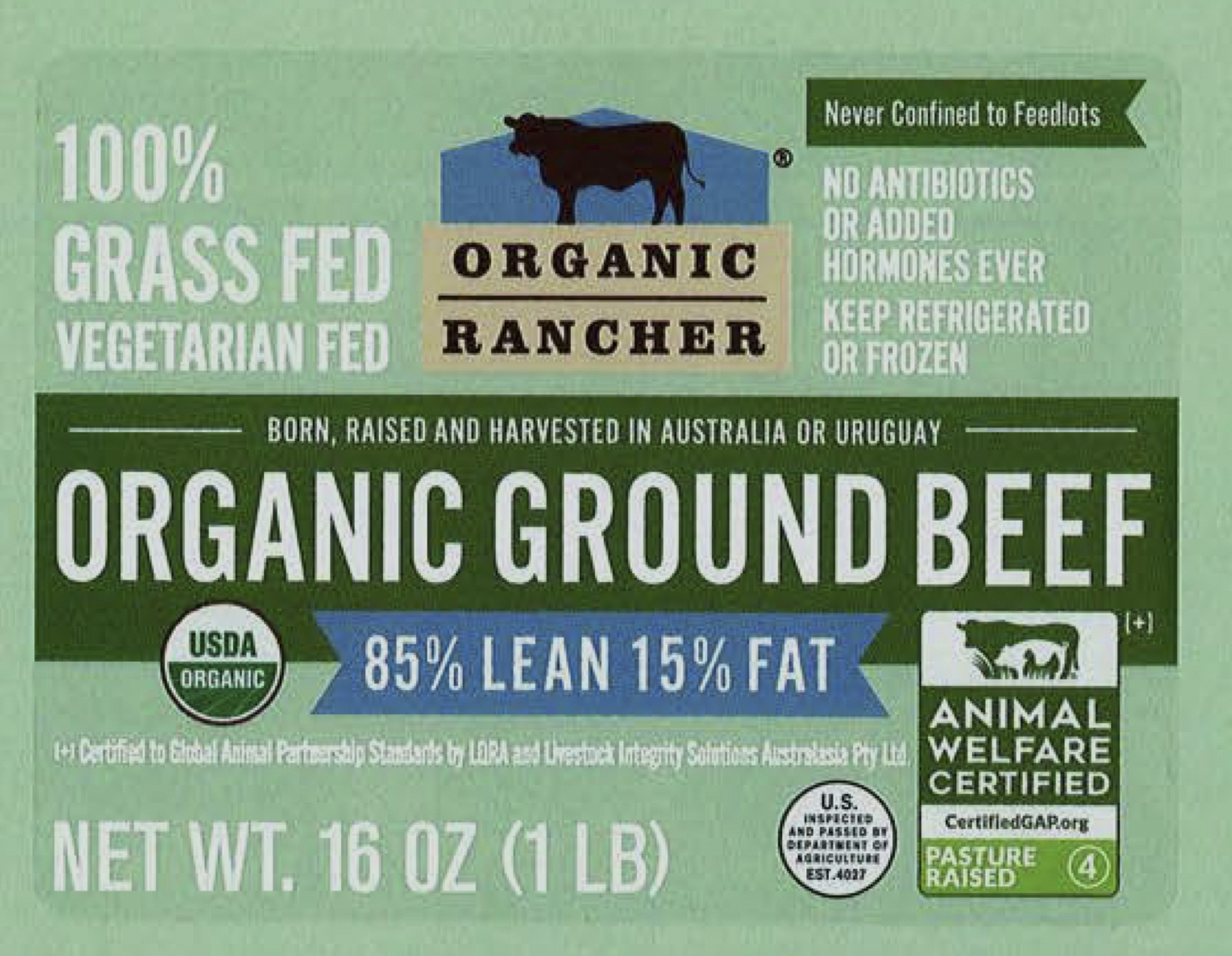 This image provided by The U.S. Safety and Inspection Service shows a package of Organic Rancher ground beef sold at Whole Foods markets that the U.S. agriculture officials are warning may be contaminated with potentially dangerous E. coli bacteria. (The U.S. Safety and Inspection Service via AP)