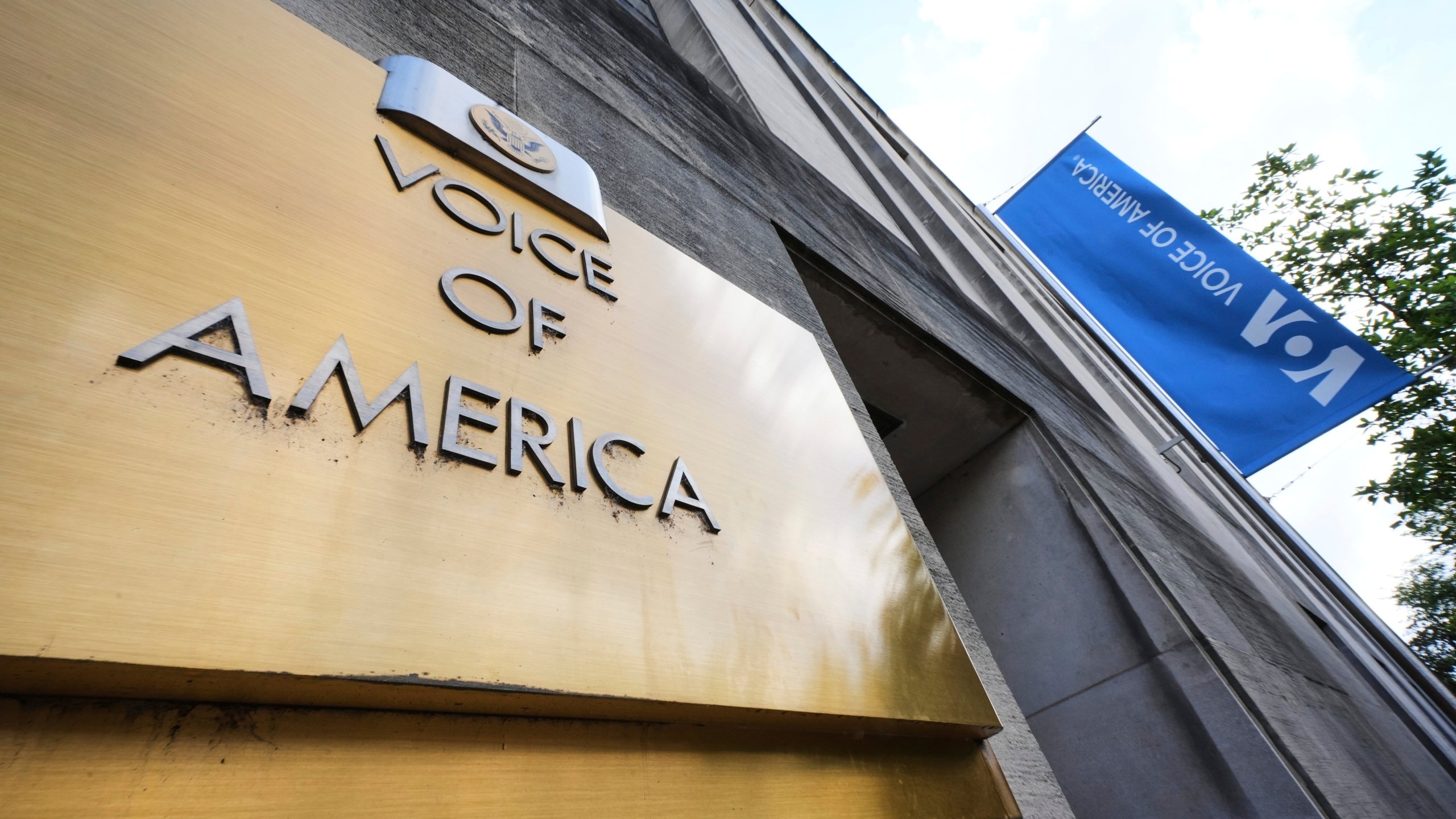 FILE - This is the Voice of America building in Washington, May 5, 2025. (AP Photo/Gene J. Puskar)