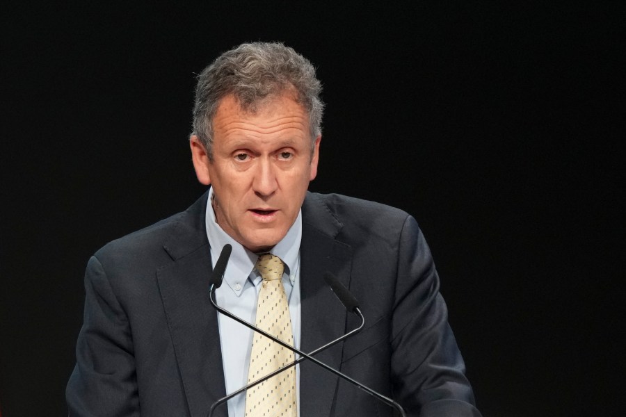 FILE - Chile Transport Minister Juan Carlos Munoz speaks during a plenary session at the COP29 U.N. Climate Summit, in Baku, Azerbaijan, Nov. 20, 2024. (AP Photo/Sergei Grits, File)