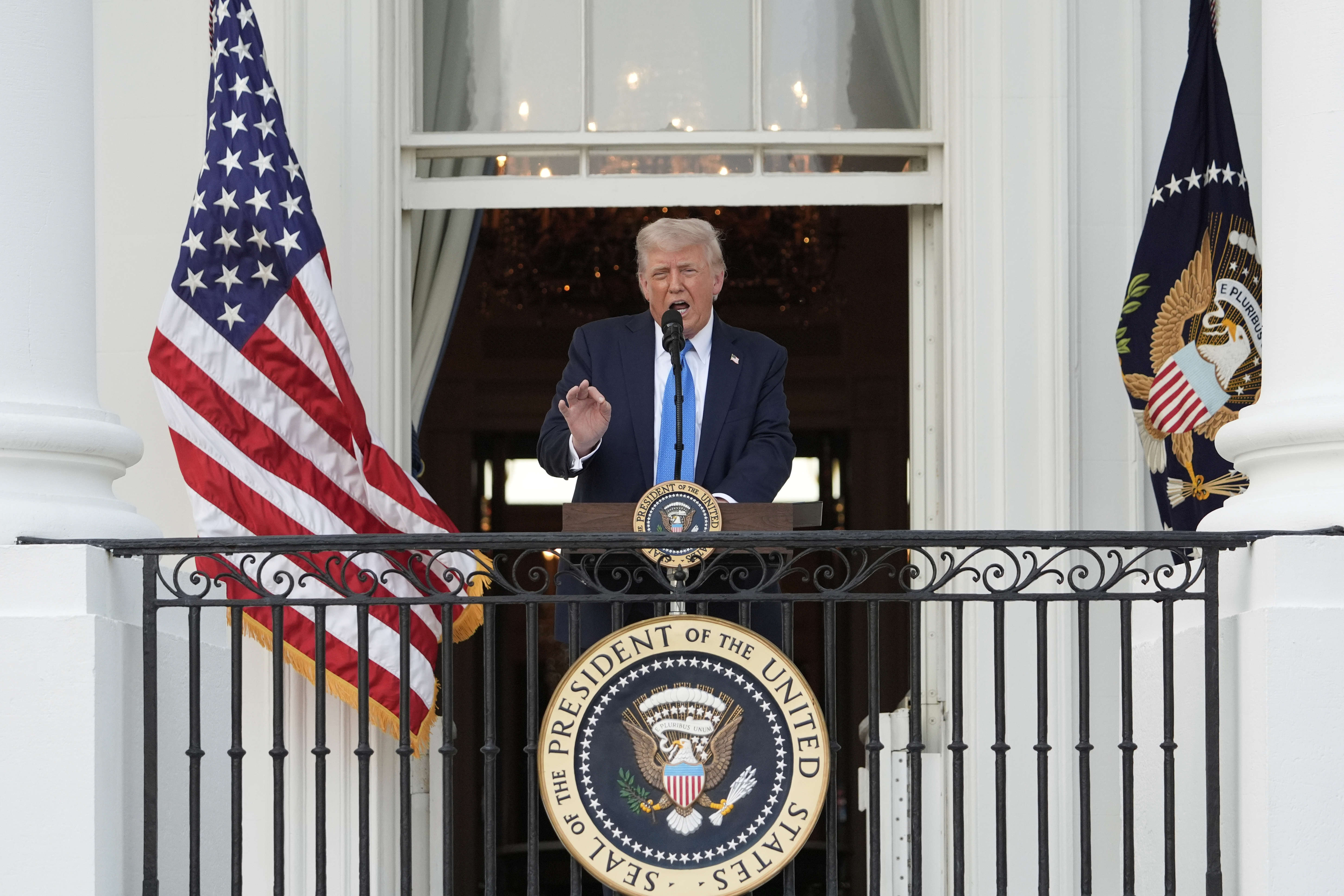 President Donald Trump speaks during a summer soiree on the South Lawn of the White House, Wednesday, June 4, 2025, in Washington. (AP Photo/Alex Brandon)