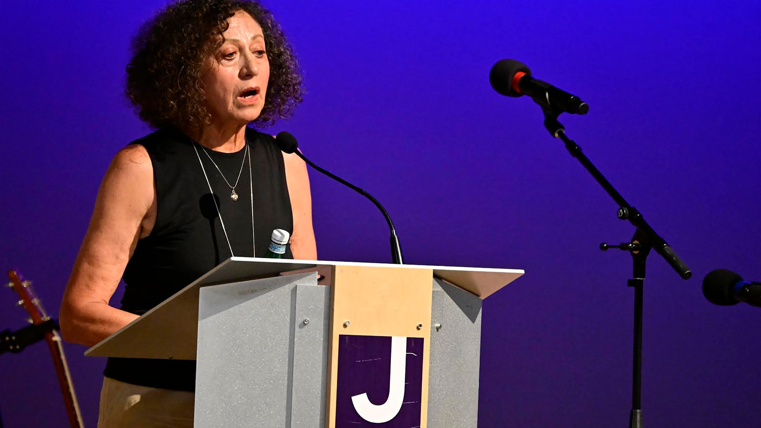 Rachelle Halpern, a witness to last Sunday's attack in Boulder, speaks during a vigil at the Boulder Jewish Community Center Wednesday, June 4, 2025, in Boulder, Colo. (Andy Cross/The Denver Post via AP, Pool)