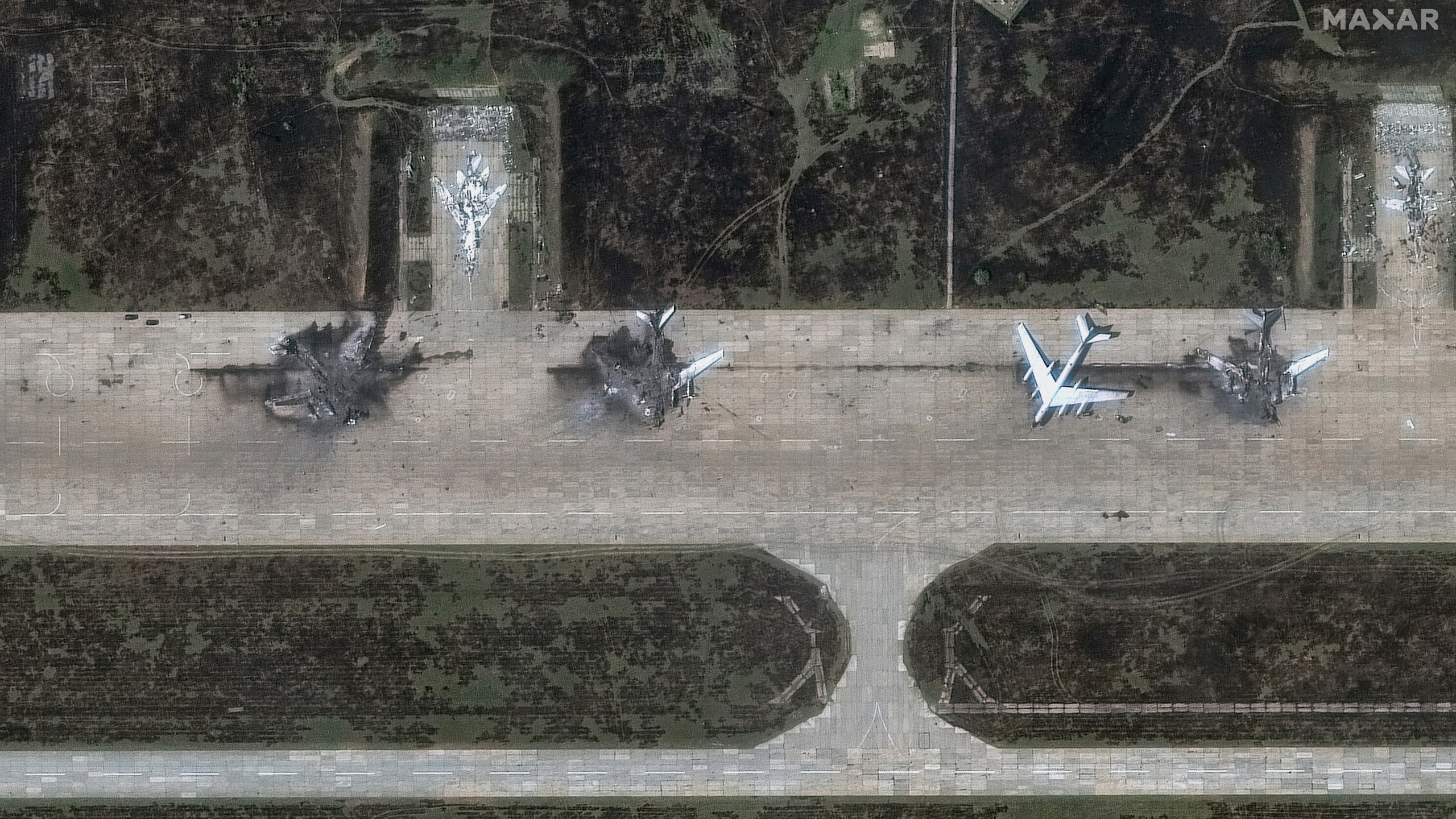 FILE - This satellite image provided by Maxar Technologies shows damage from a Ukrainian drone attack at the Belaya Air Base in the Irkutsk region of eastern Siberia, Russia, on Wednesday, June 4, 2025. (Maxar Technologies via AP, File)