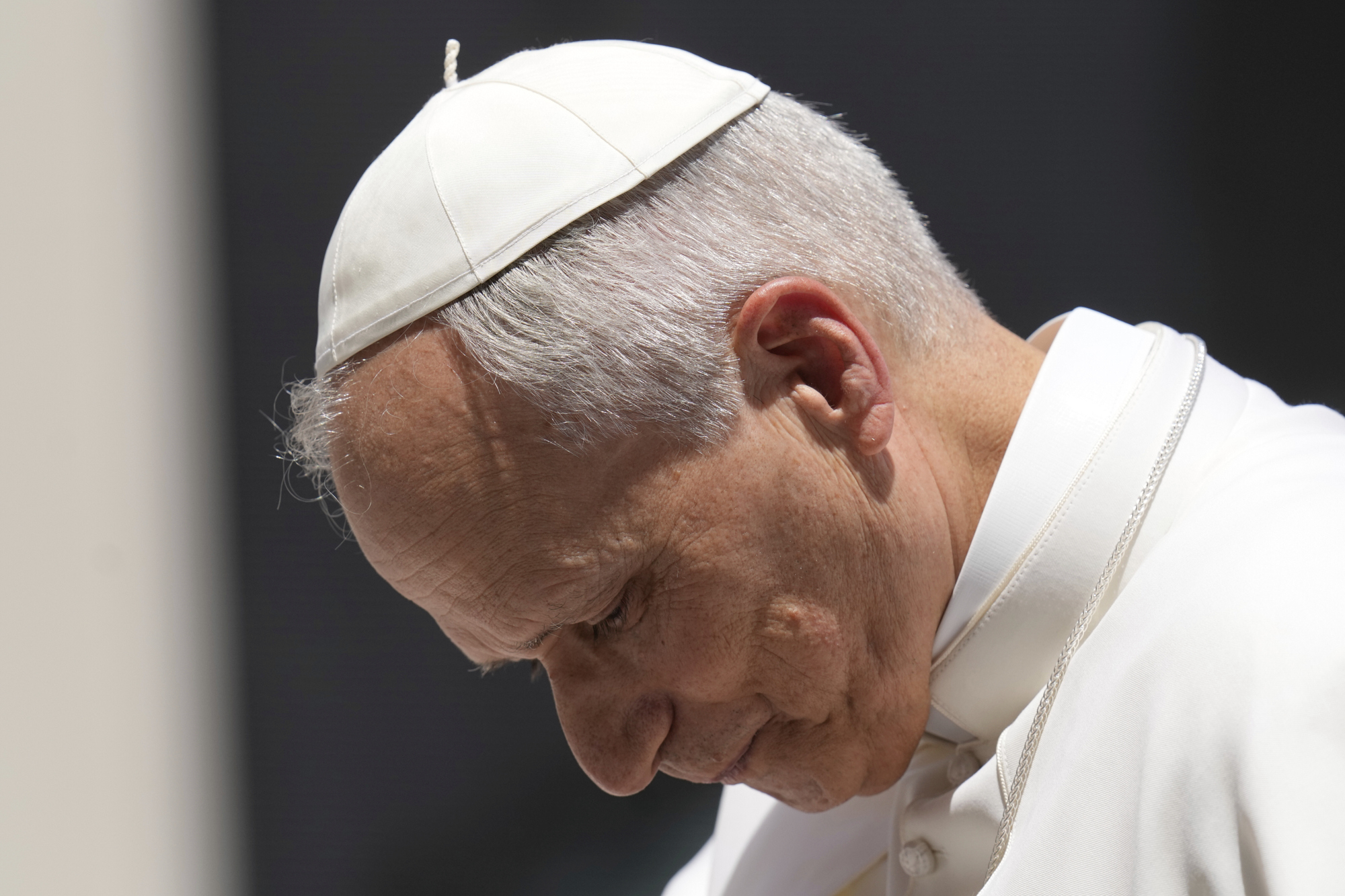 Pope Leo XIV leaves after his weekly general audience in St. Peter's Square at The Vatican, Wednesday, June 4, 2025. (AP Photo/Gregorio Borgia)