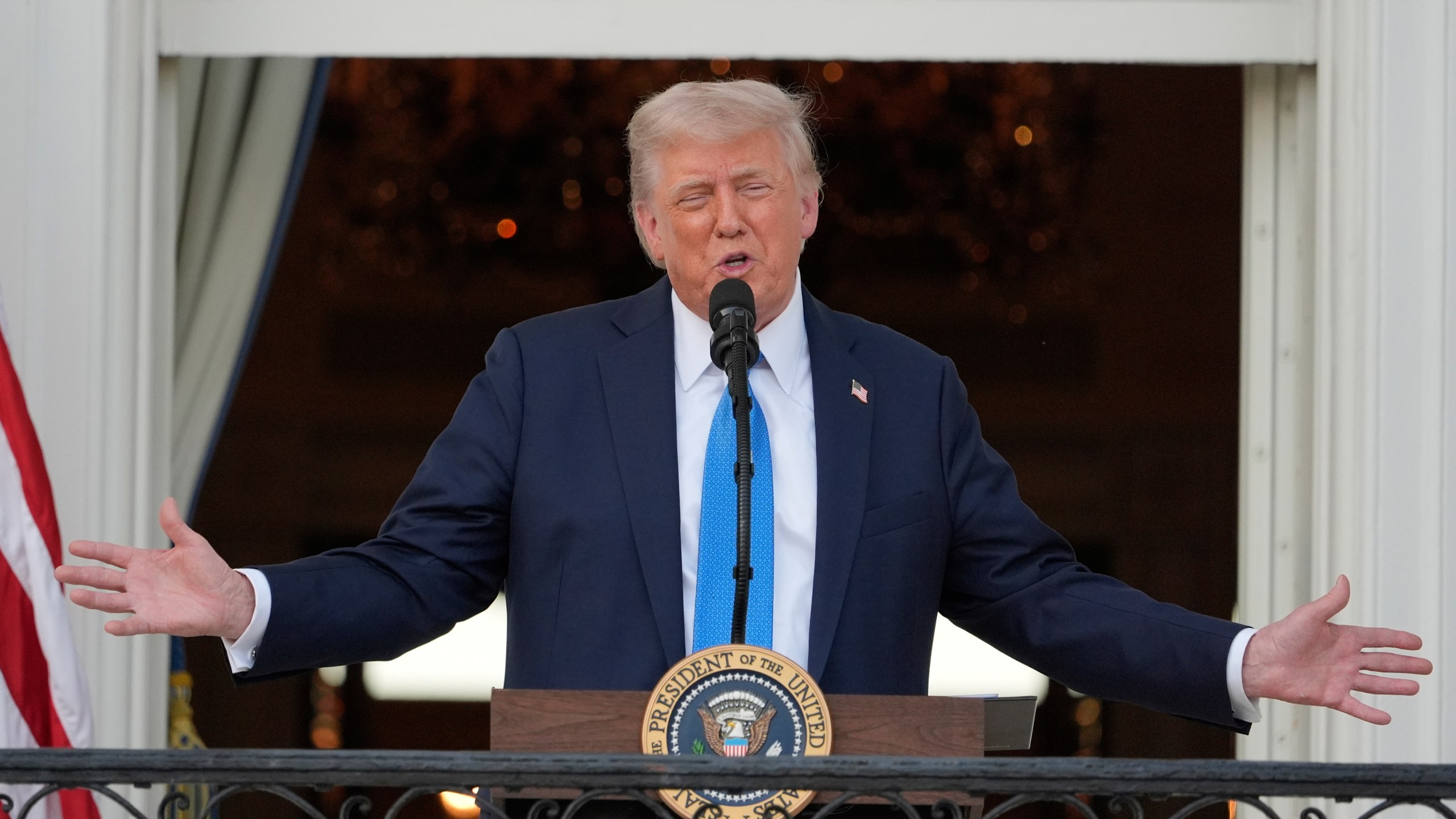 President Donald Trump speaks during a summer soiree on the South Lawn of the White House, Wednesday, June 4, 2025, in Washington. (AP Photo/Alex Brandon)