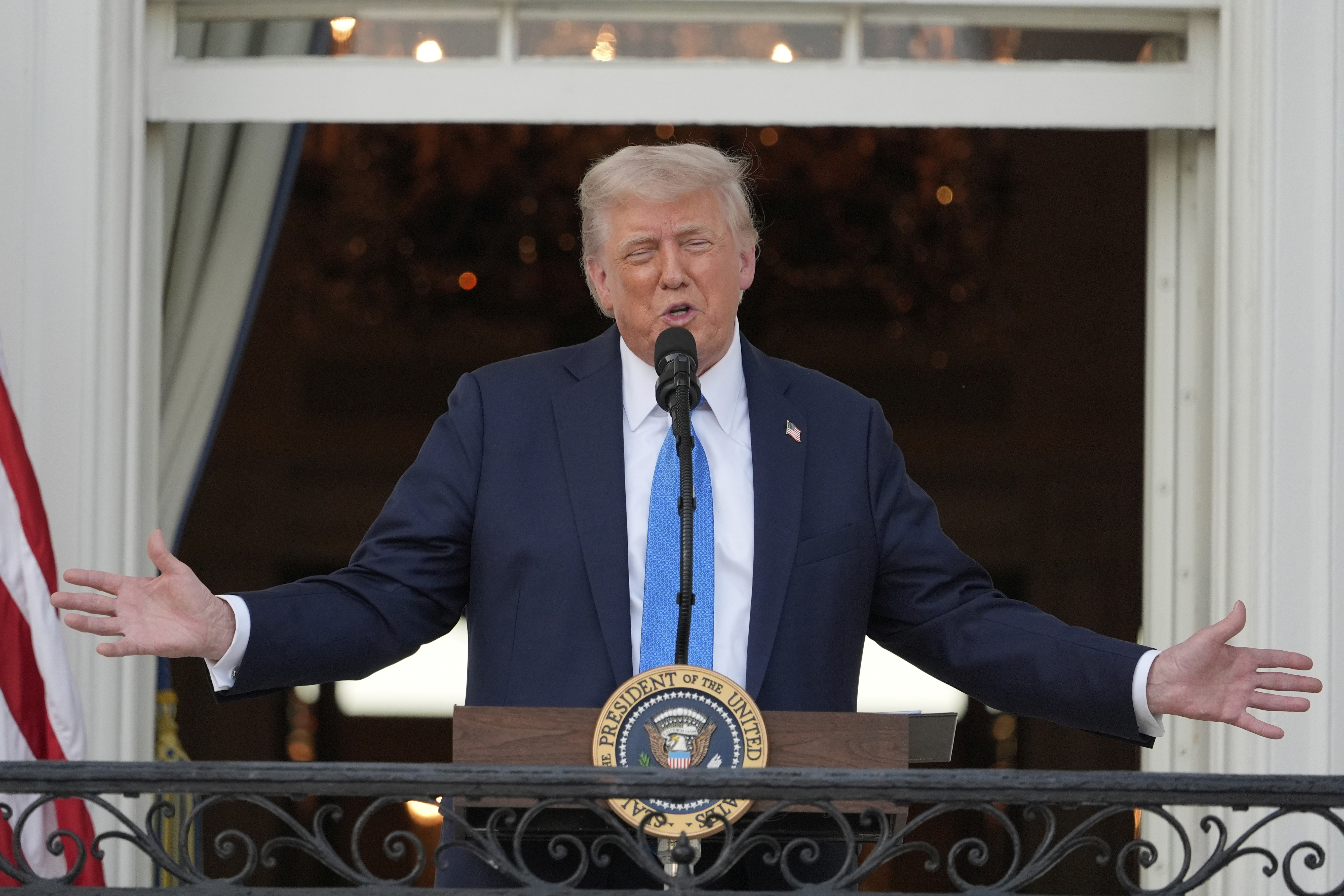 President Donald Trump speaks during a summer soiree on the South Lawn of the White House, Wednesday, June 4, 2025, in Washington. (AP Photo/Alex Brandon)