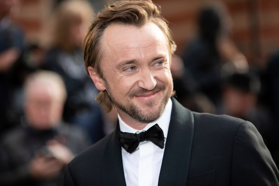 FILE - Tom Felton poses for photographers upon arrival at the Olivier Awards in London, Sunday, April 10, 2022. (Photo by Vianney Le Caer/Invision/AP, File)
