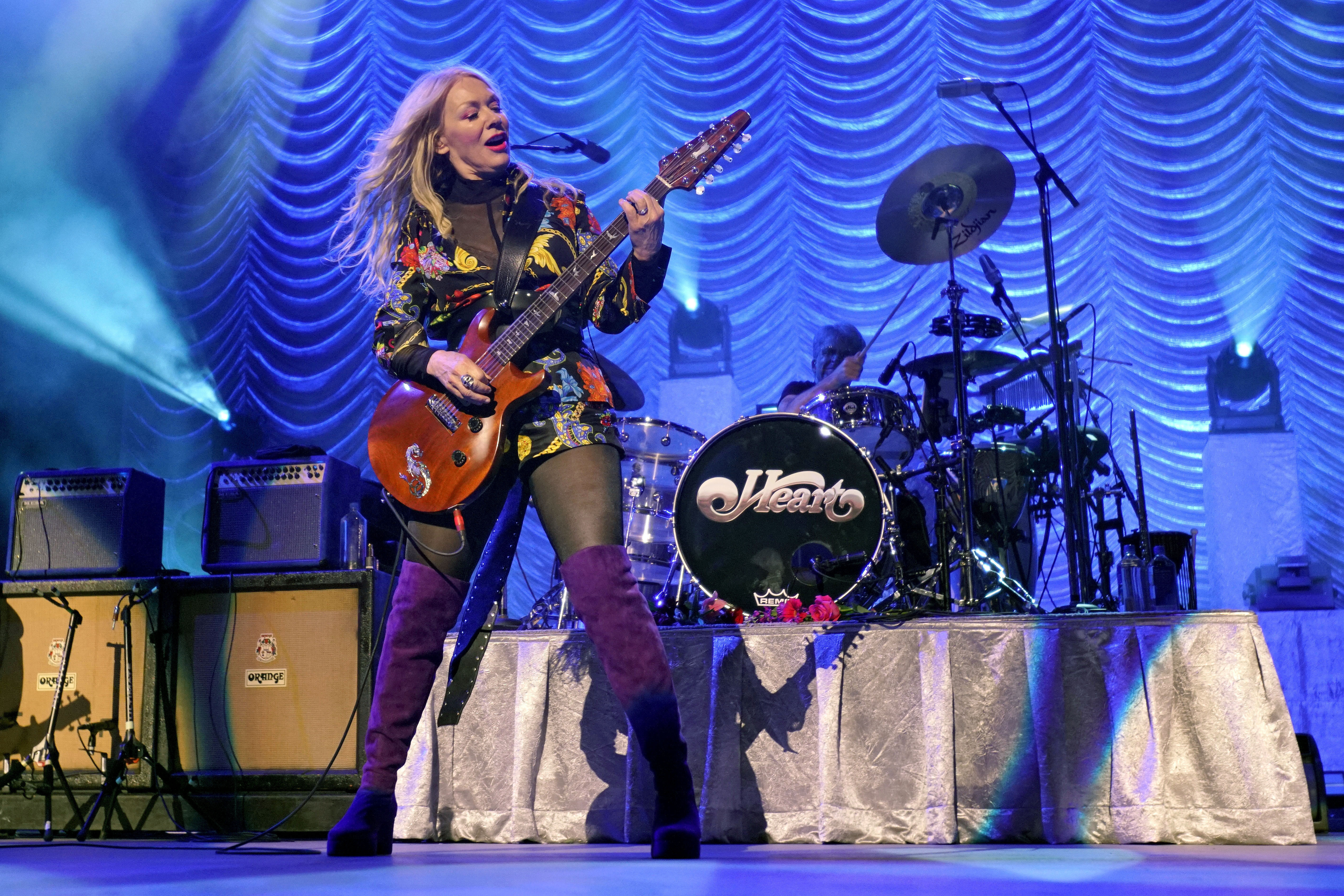 FILE - Nancy Wilson, of Heart, performs during the "Love Alive Tour" at the Hollywood Casino Amphitheatre on Thursday, July 11, 2019, in Chicago. (Photo by Rob Grabowski/Invision/AP, file)