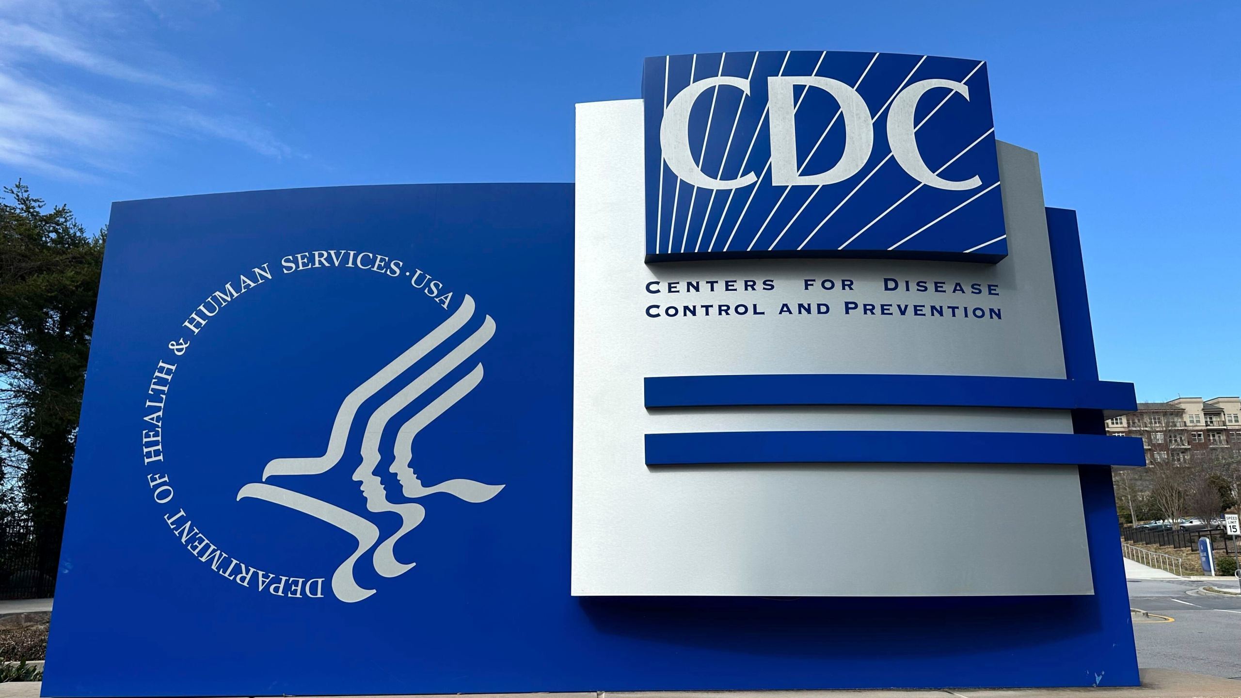FILE - A sign stands at an entrance to the main campus of the Center for Disease Control and Prevention (CDC) in Atlanta, Georgia, Feb. 14, 2025. (AP Photo/Jeff Amy, File)