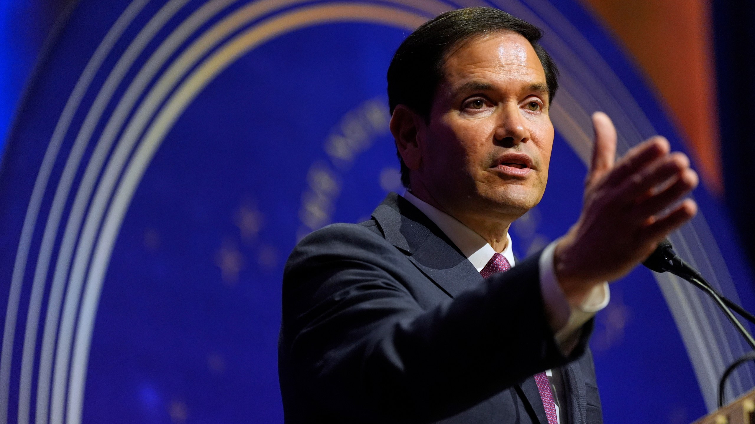 Secretary of State Marco Rubio speaks at the American Compass's The New World Gala in Washington, Tuesday, June 3, 2025. (AP Photo/Mark Schiefelbein)