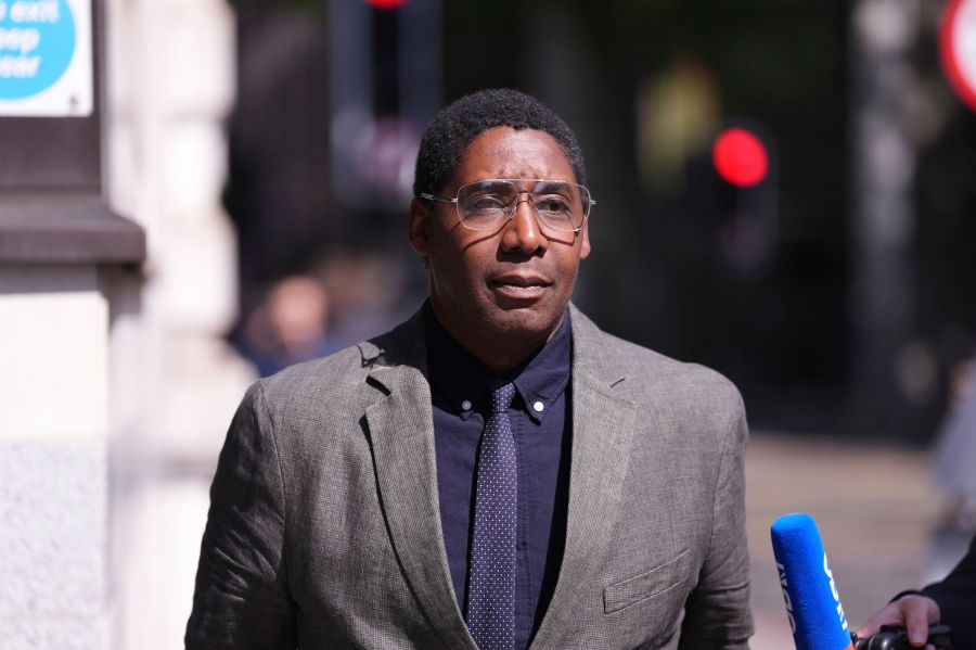 Art dealer Oghenochuko Ojiri walks outside Westminster Magistrates' Court, London, on Friday May 9, 2025. (Ben Whitley/PA via AP)