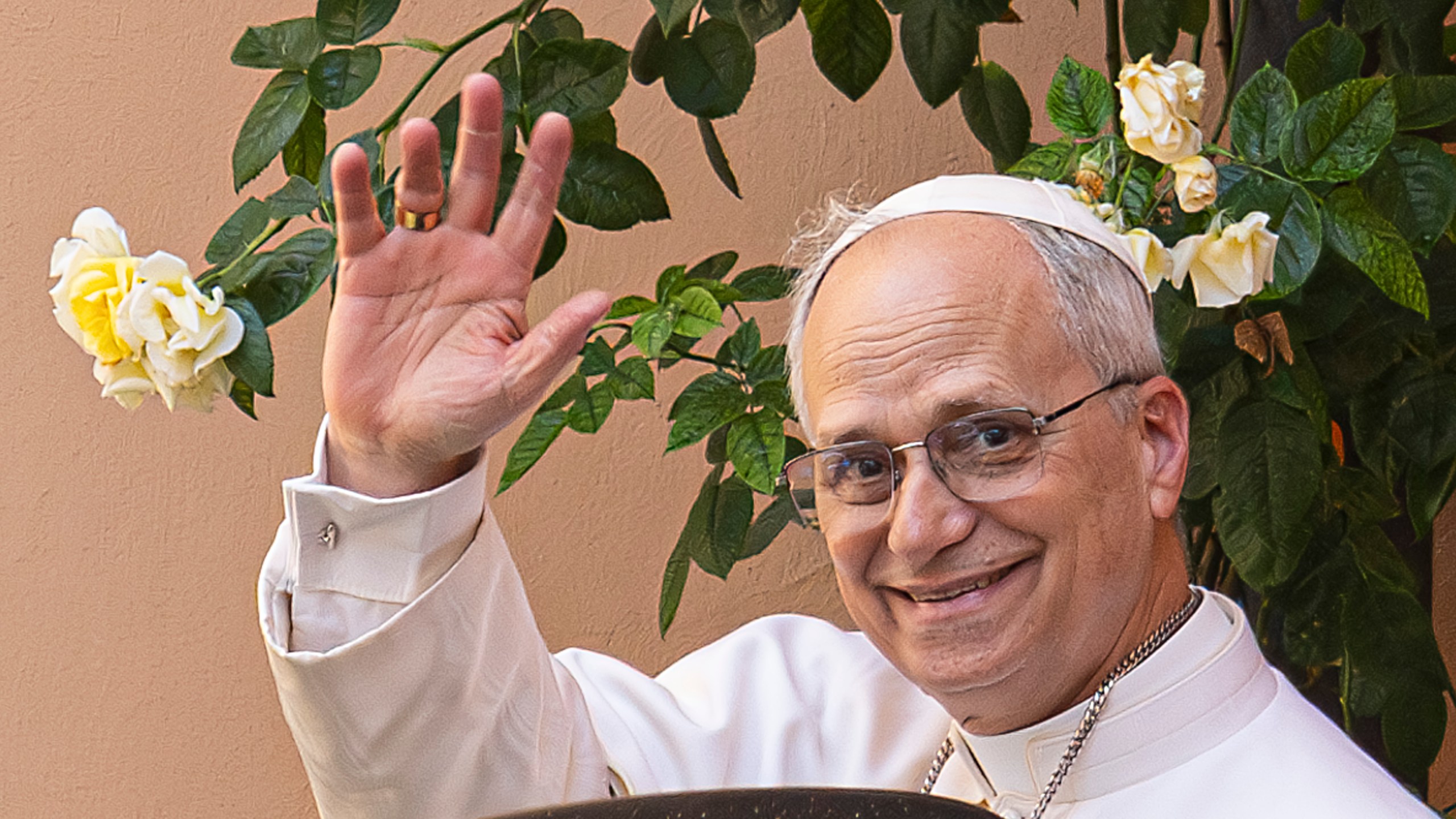 FILE - Pope Leo XIV leaves the Augustinian General House in Rome after a visit, Tuesday, May 13, 2025. (AP Photo/Domenico Stinellis, File)