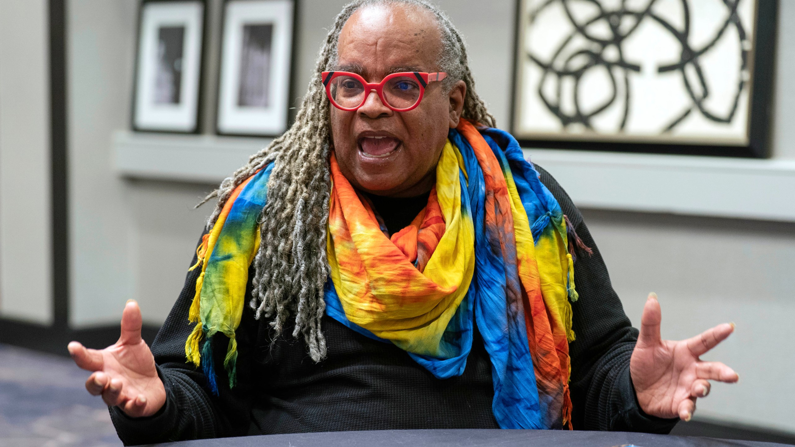 Rayceen Pendarvis speaks during an interview with The Associated Press in Washington, Tuesday, June 3, 2025. (AP Photo/Jose Luis Magana)