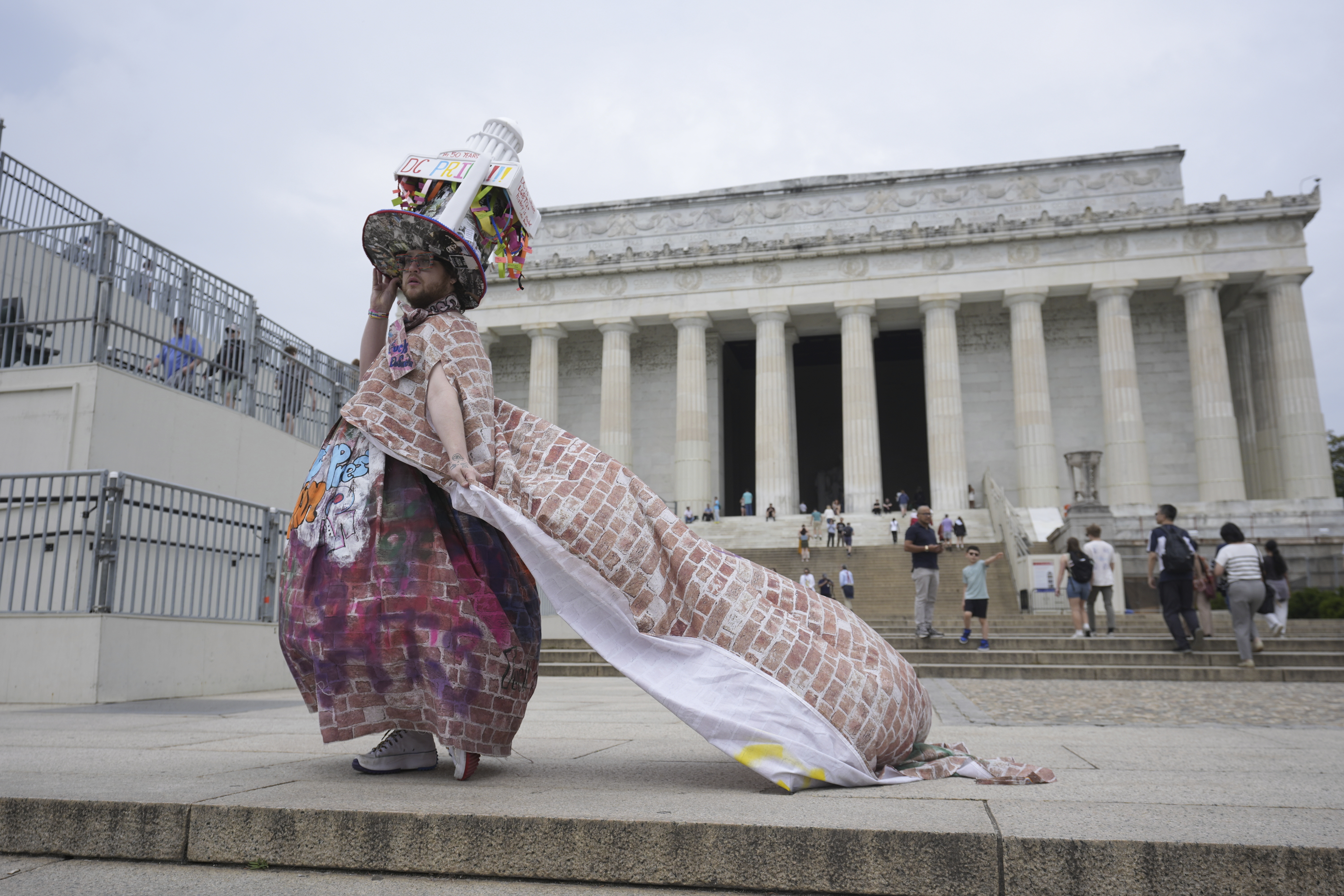 Tyler Cargill poses for a photo during the World Pride Rally and March at the Lincoln Memorial, Sunday, June 8, 2025, on the National Mall in Washington. (AP Photo/Alex Brandon)