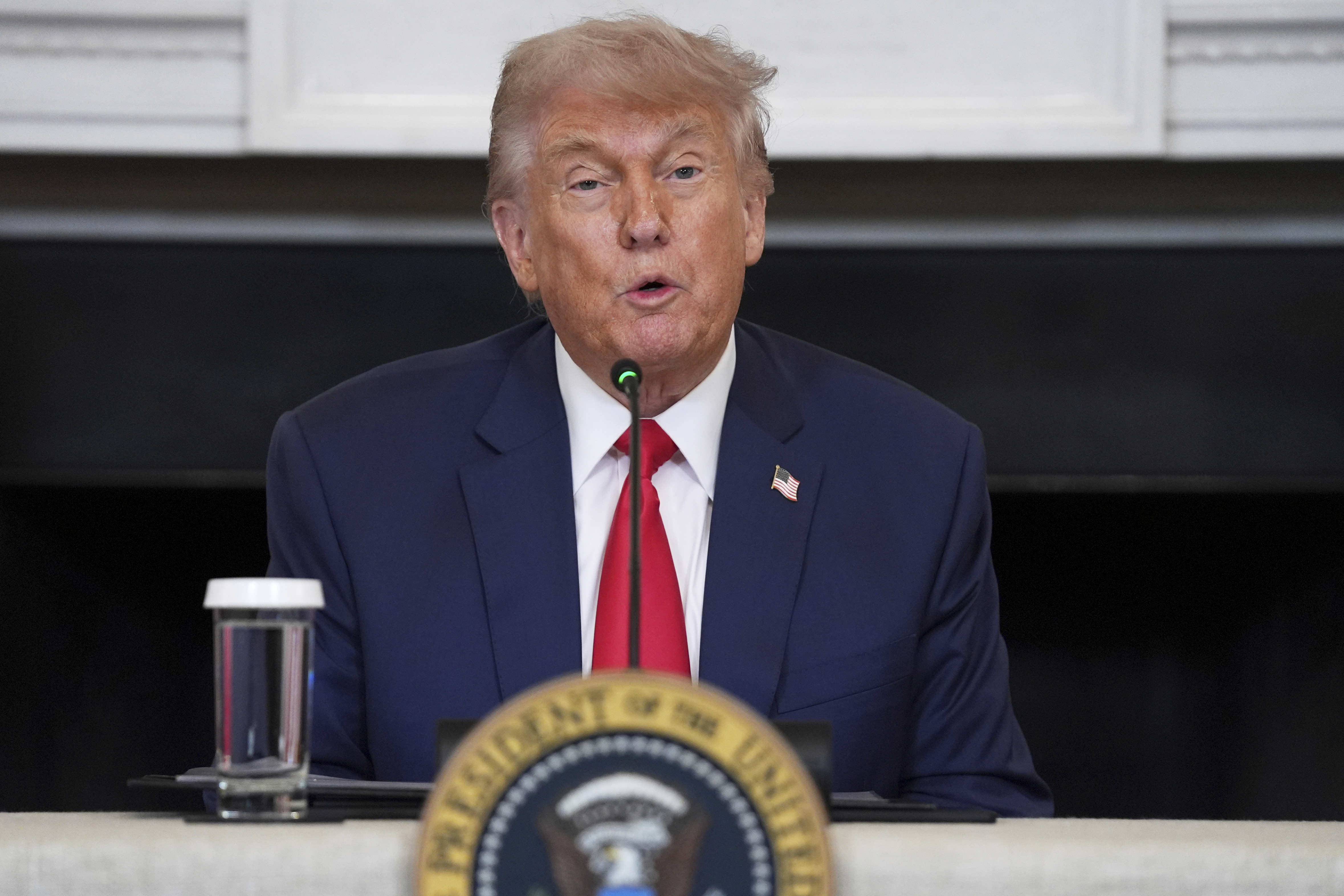 President Donald Trump speaks during an "Invest in America" roundtable with business leaders at the White House, Monday, June 9, 2025, in Washington. (AP Photo/Evan Vucci)