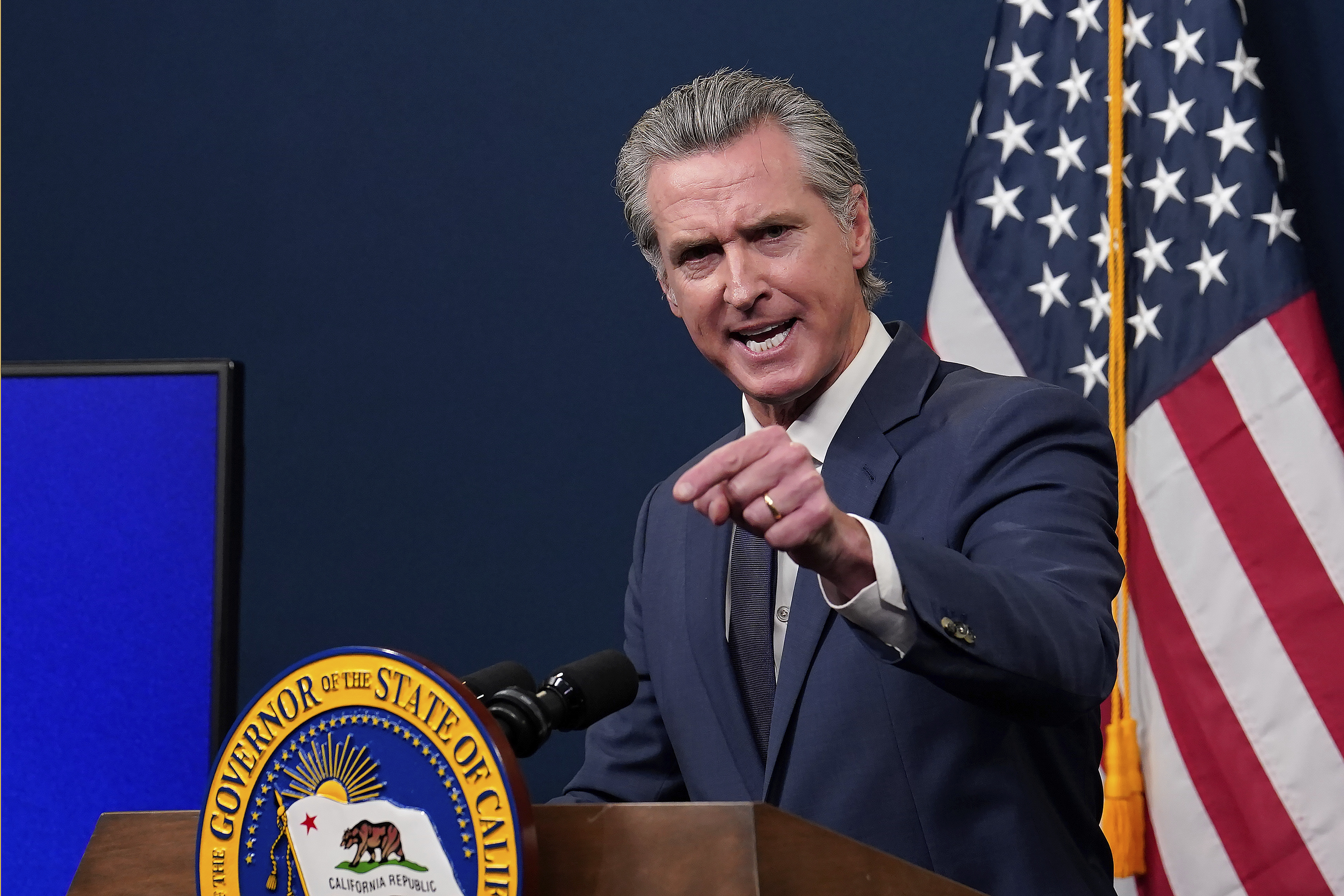 FILE - Calif. Gov. Gavin Newsom presents his revised state budget during a news conference in Sacramento, Calif., Wednesday, May 14, 2025. (Photo/Rich Pedroncelli,File)