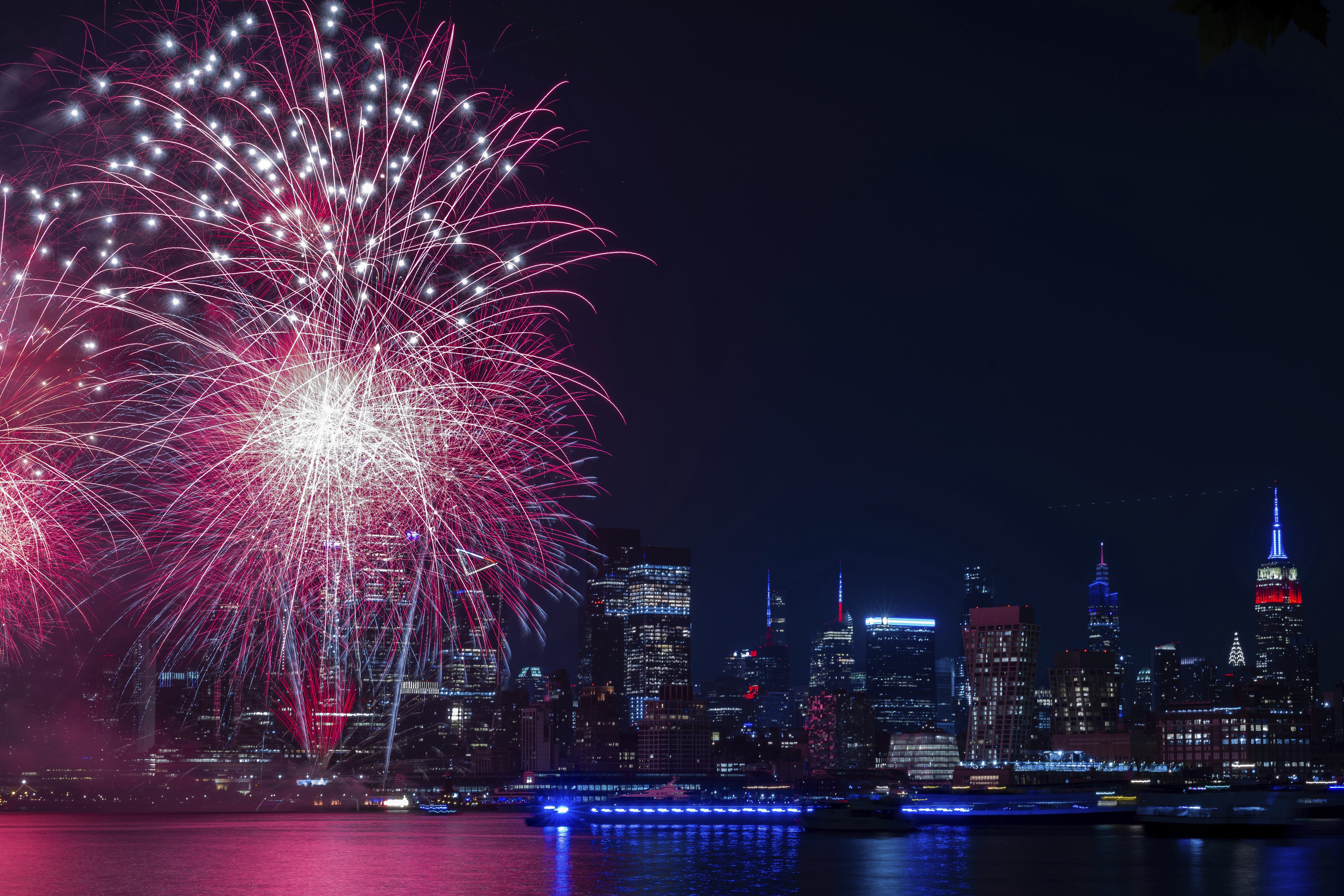 FILE - Macy's Fourth of July fireworks go off over New York, Thursday, July 4, 2024, seen from Hoboken, N.J. (AP Photo/Julia Nikhinson,File)