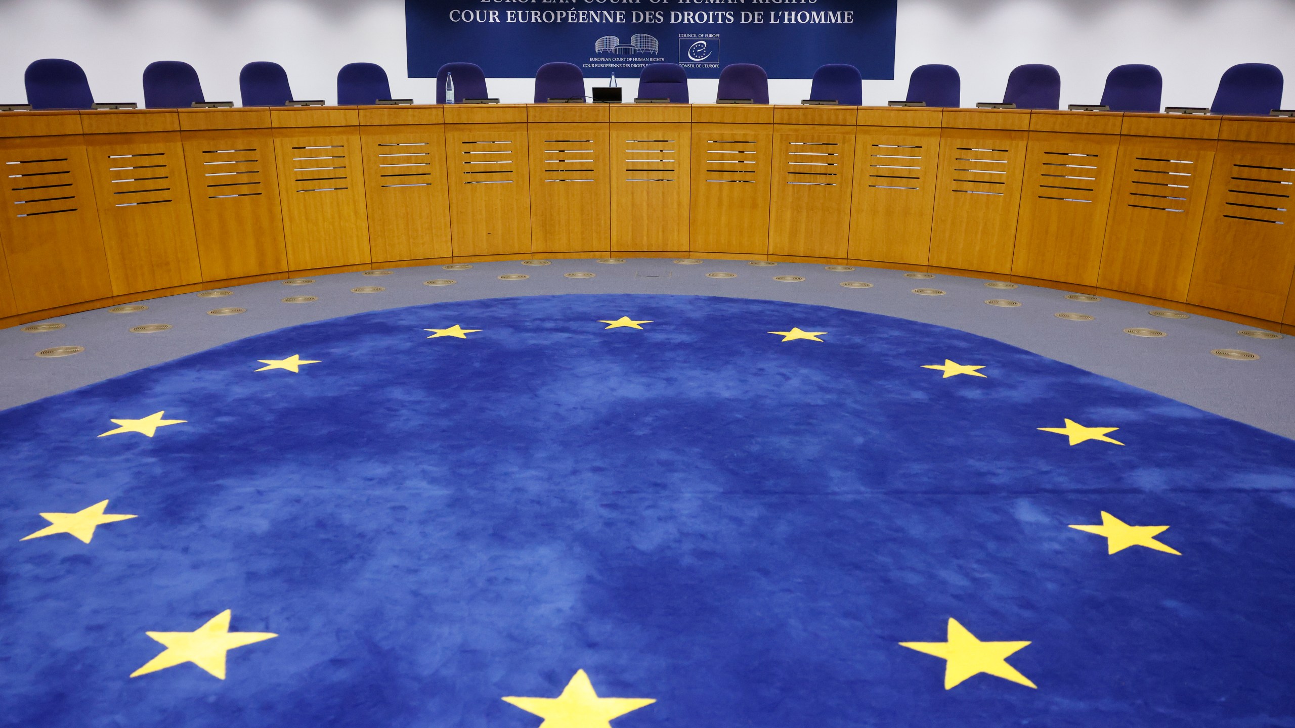 FILE - View of the European Court of Human Rights Tuesday, April 9, 2024 in Strasbourg, eastern France. (AP Photo/Jean-Francois Badias, File)