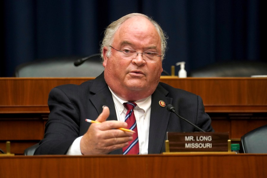 FILE - Rep. Billy Long, R-Mo., asks questions during a House Energy and Commerce Subcommittee on Health hearing May 14, 2020, on Capitol Hill in Washington. (Greg Nash/Pool via AP File)