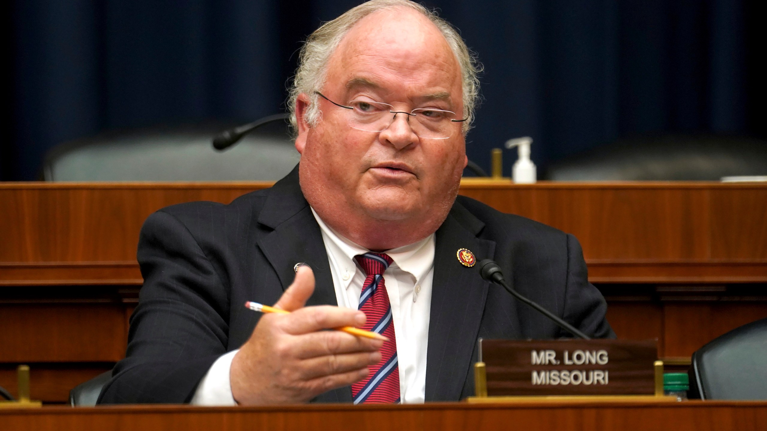 FILE - Rep. Billy Long, R-Mo., asks questions during a House Energy and Commerce Subcommittee on Health hearing May 14, 2020, on Capitol Hill in Washington. (Greg Nash/Pool via AP File)