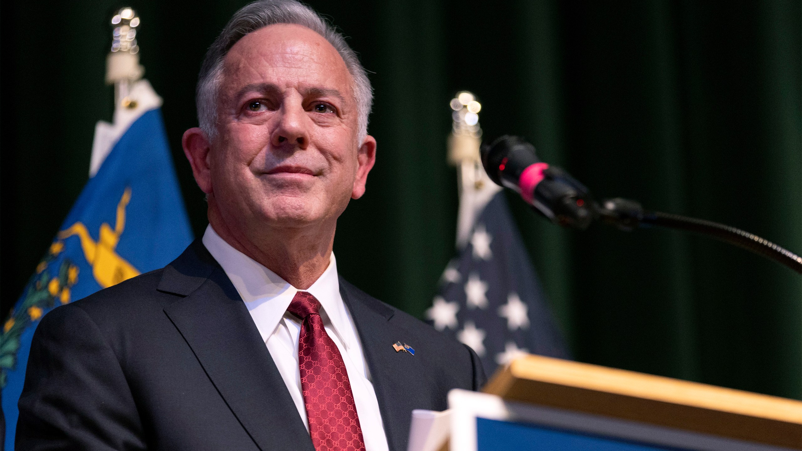 FILE - Clark County Sheriff and Nevada Gov.-elect Joe Lombardo gives a victory speech during a news conference, Nov. 14, 2022, in Las Vegas. (AP Photo/Ellen Schmidt, File)