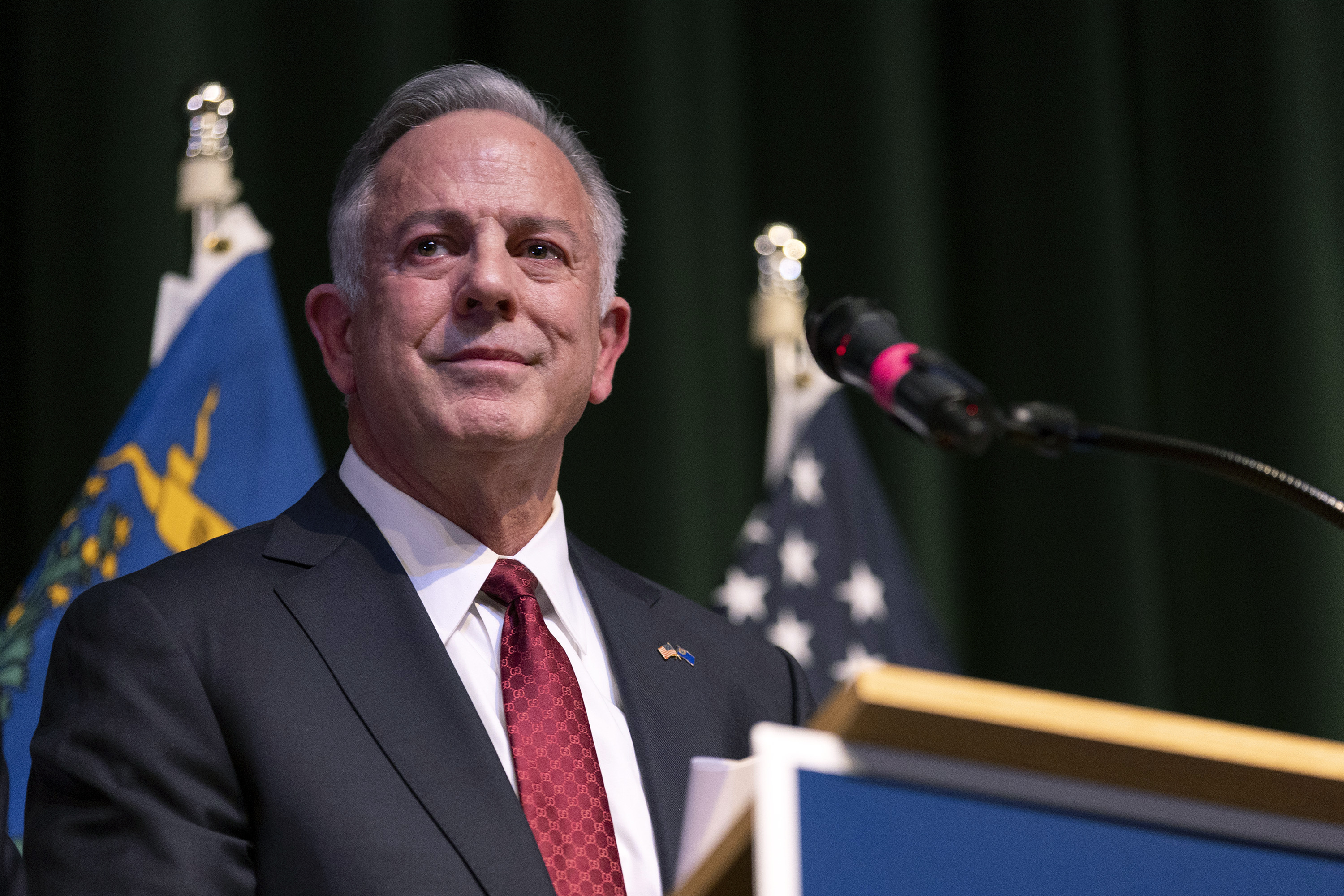 FILE - Clark County Sheriff and Nevada Gov.-elect Joe Lombardo gives a victory speech during a news conference, Nov. 14, 2022, in Las Vegas. (AP Photo/Ellen Schmidt, File)