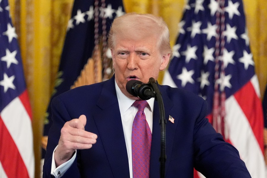 President Donald Trump speaks during an event to sign a bill blocking California's rule banning the sale of new gas-powered cars by 2035, in the East Room of the White House, Thursday, June 12, 2025, in Washington. (AP Photo/Alex Brandon)