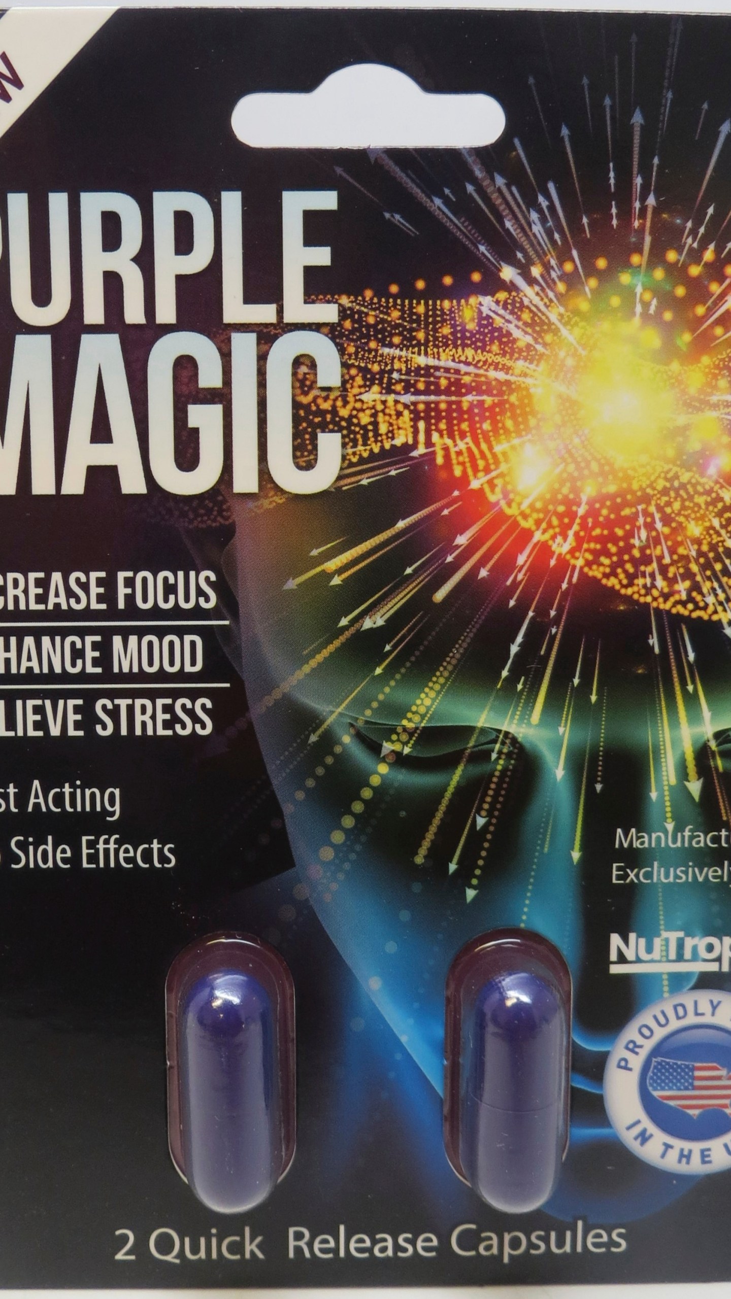 This photo provided by the FDA in January 2024 shows capsules of Purple Magic, a product labeled to contain tianeptine. (FDA Office of Regulatory Affairs, Health Fraud Branch via AP)