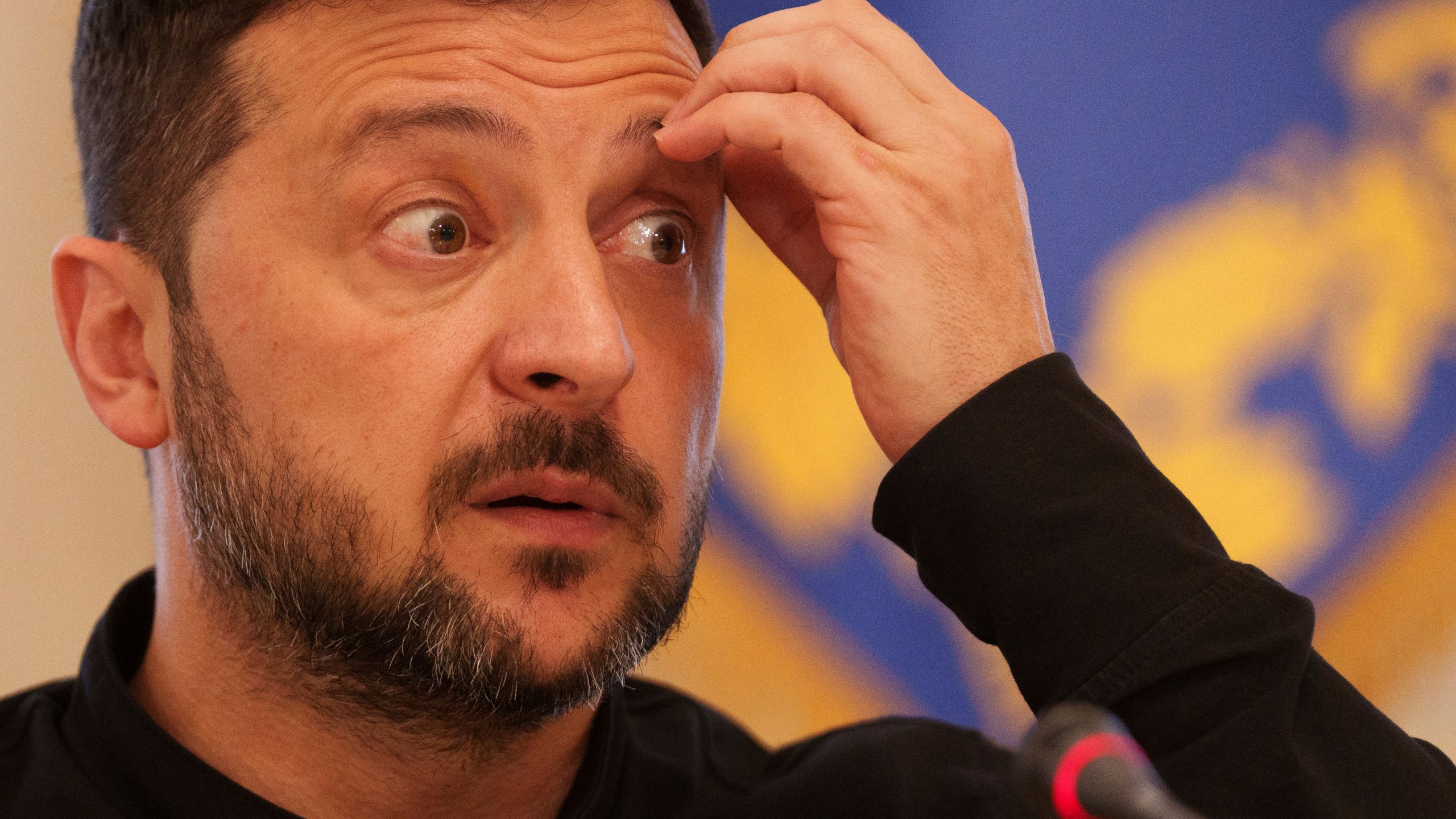 Ukrainian President Volodymyr Zelenskyy speaks to journalists during a press conference in Kyiv, Ukraine, on Wednesday, June 4, 2025. (AP Photo/Evgeniy Maloletka)