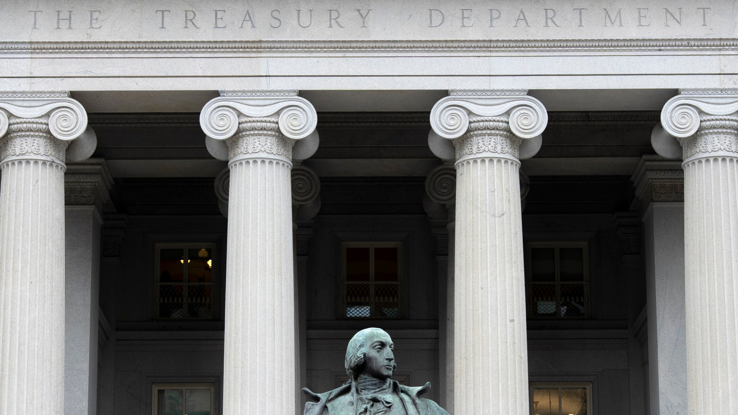 FILE - The Treasury Department building is seen, March 13, 2025, in Washington. (AP Photo/Alex Brandon, File)