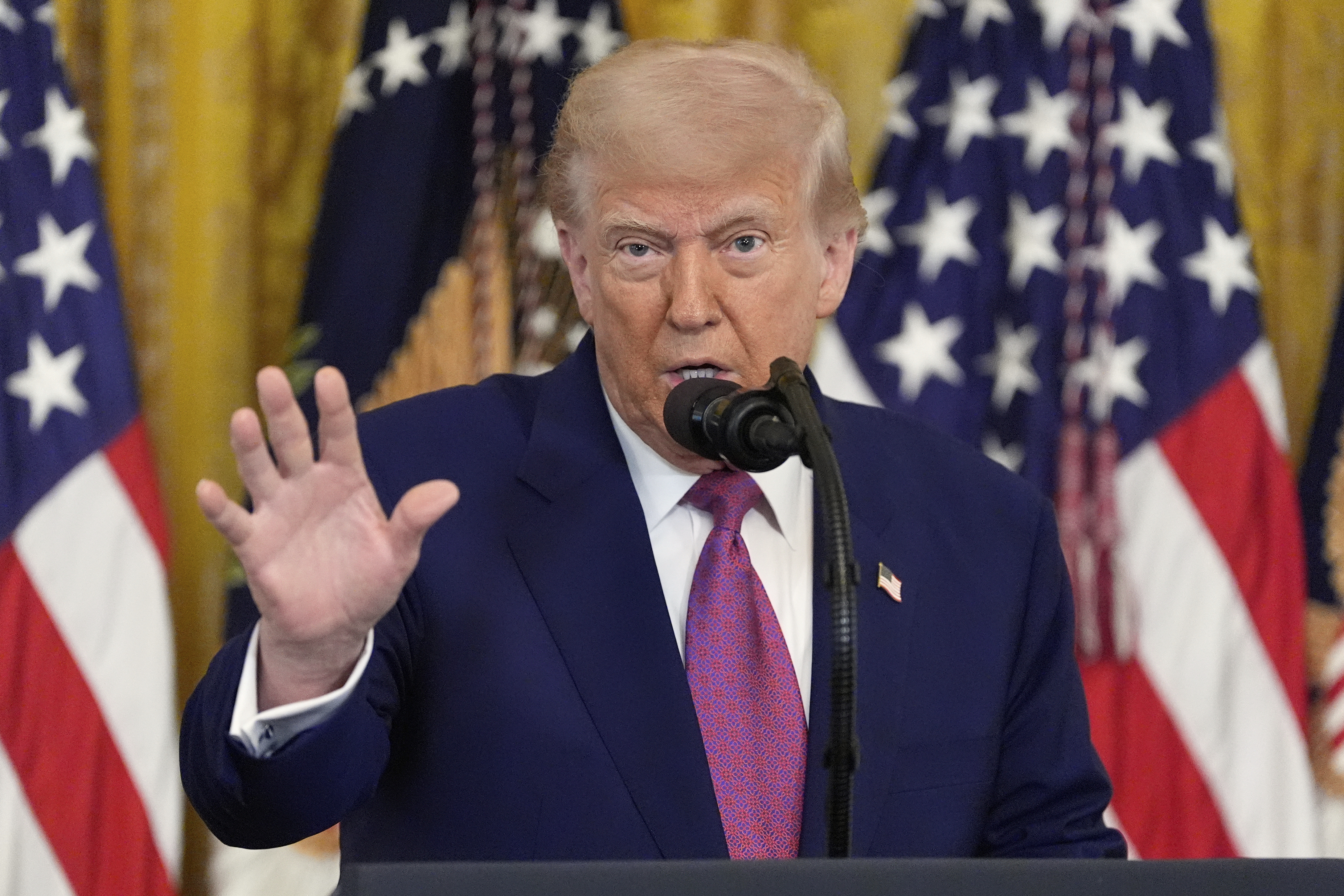 President Donald Trump speaks during an event to sign a bill blocking California's rule banning the sale of new gas-powered cars by 2035, in the East Room of the White House, Thursday, June 12, 2025, in Washington. (AP Photo/Alex Brandon)