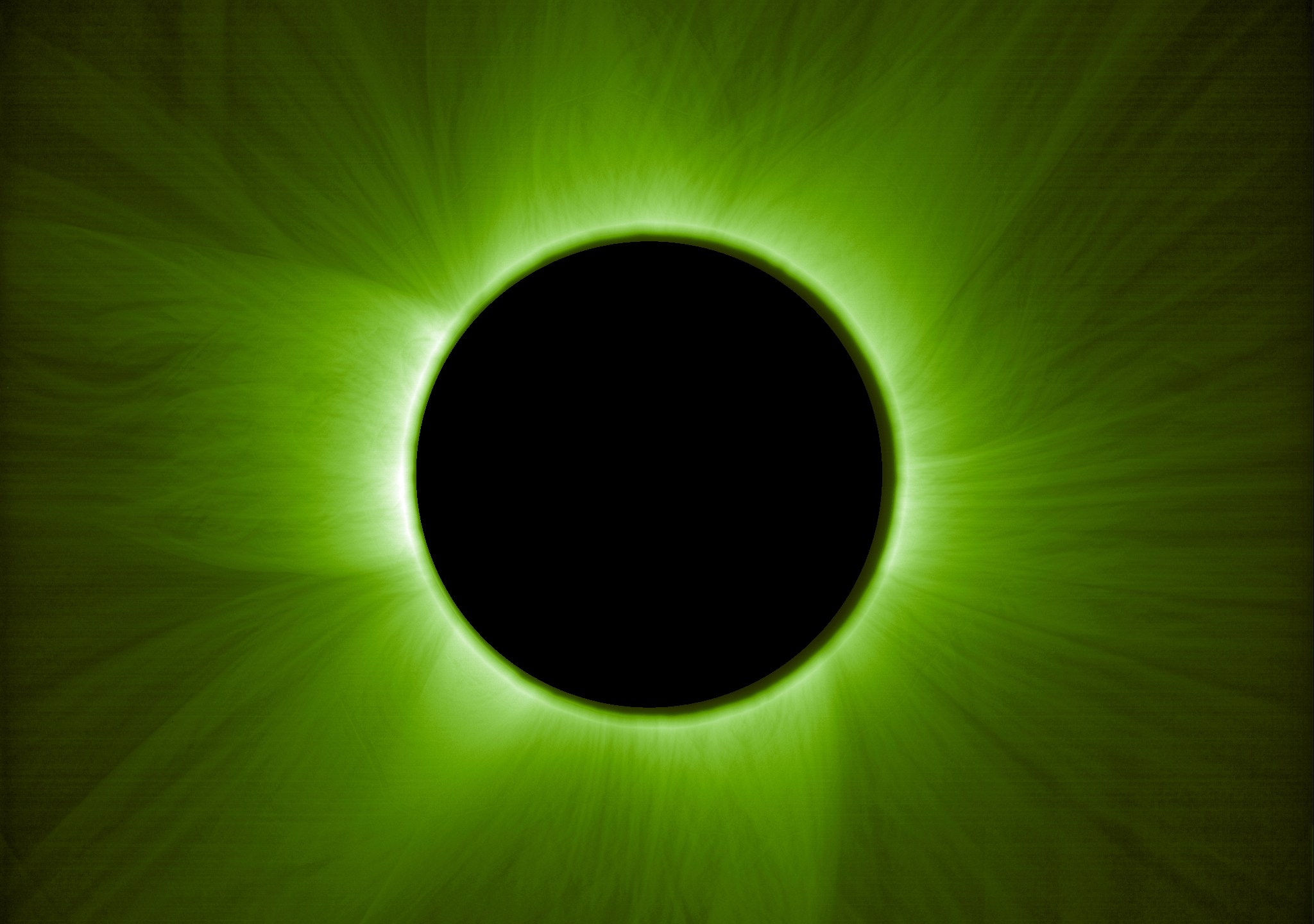 This image provided by the European Space Agency shows the Sun's corona captured by the Proba-3 pair of spacecraft on May 23, 2025, in the visible light spectrum, with the hair-like structures revealed using a specialized image processing algorithm. (ESA/Proba-3/ASPIICS/WOW algorithm via AP)