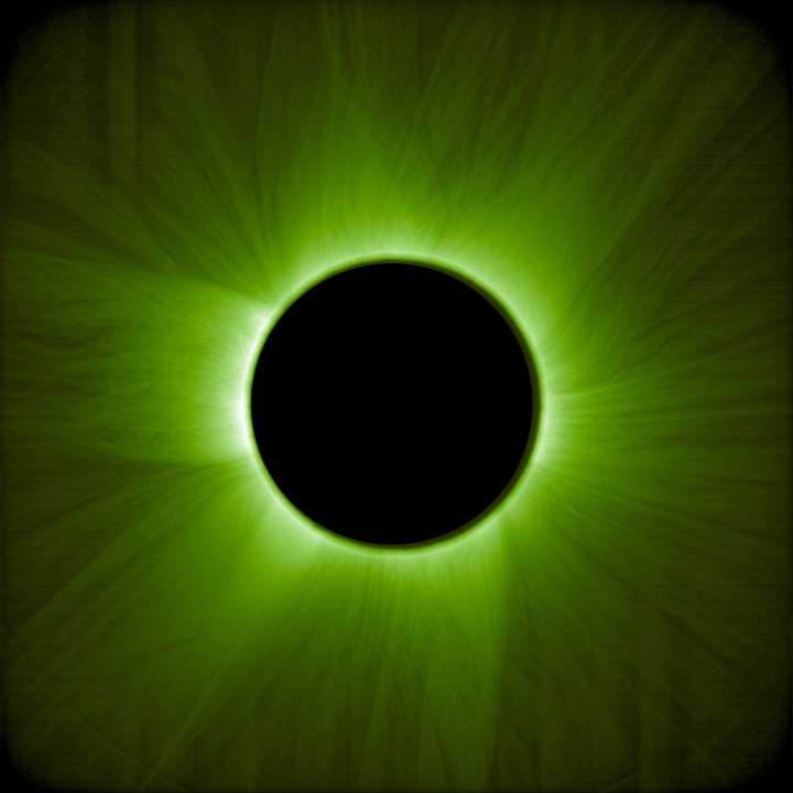 This image provided by the European Space Agency shows the Sun's corona captured by the Proba-3 pair of spacecraft on May 23, 2025, in the visible light spectrum, with the hair-like structures revealed using a specialized image processing algorithm. (ESA/Proba-3/ASPIICS/WOW algorithm via AP)