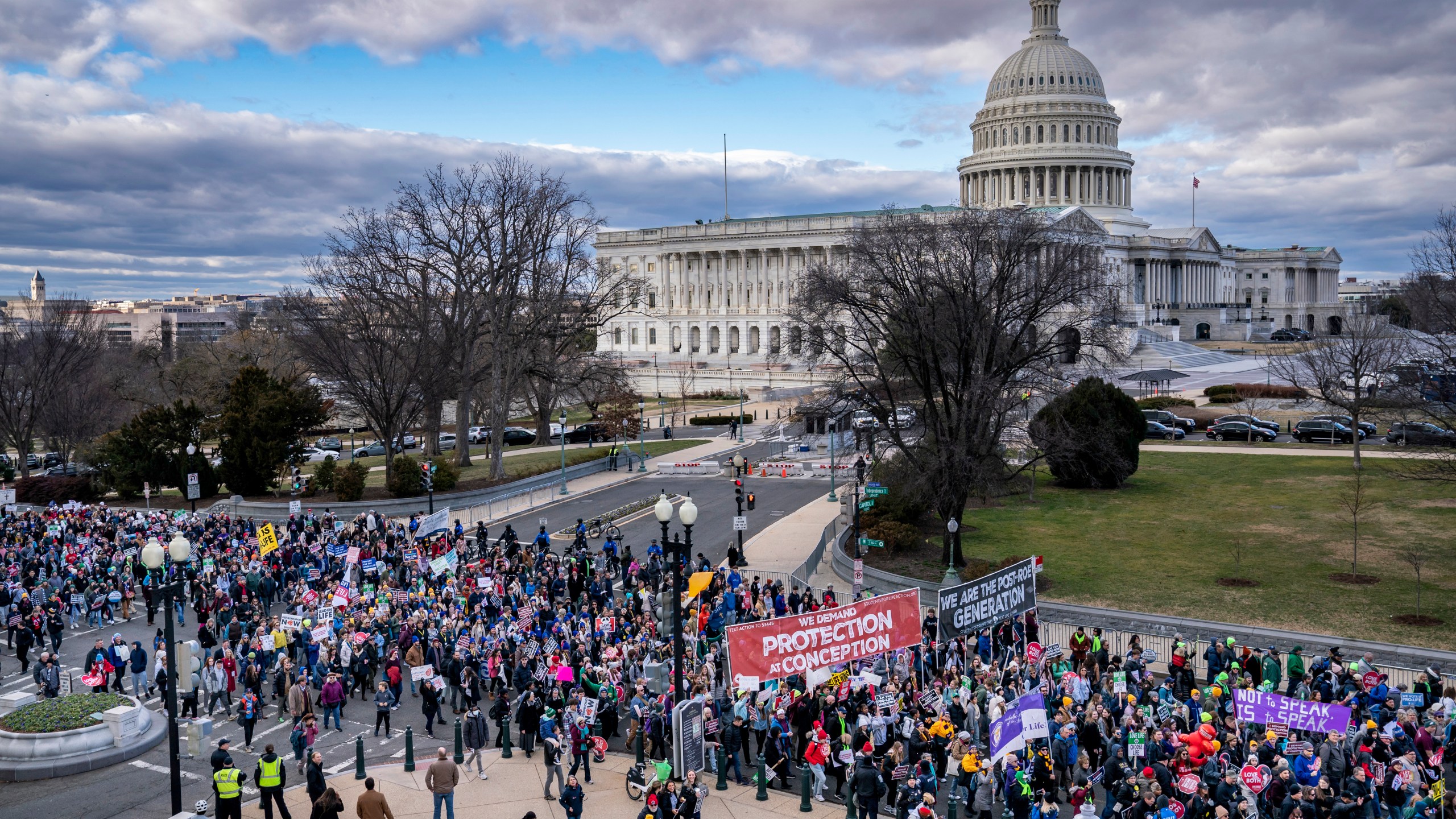 FILE - Anti-abortion activists gather on Capitol Hill during the first March for Life since the Supreme Court overturned the Roe vs. Wade decision that created a legal right to an abortion in the United States, in Washington, Friday, Jan. 20, 2023. (AP Photo/J. Scott Applewhite, File)