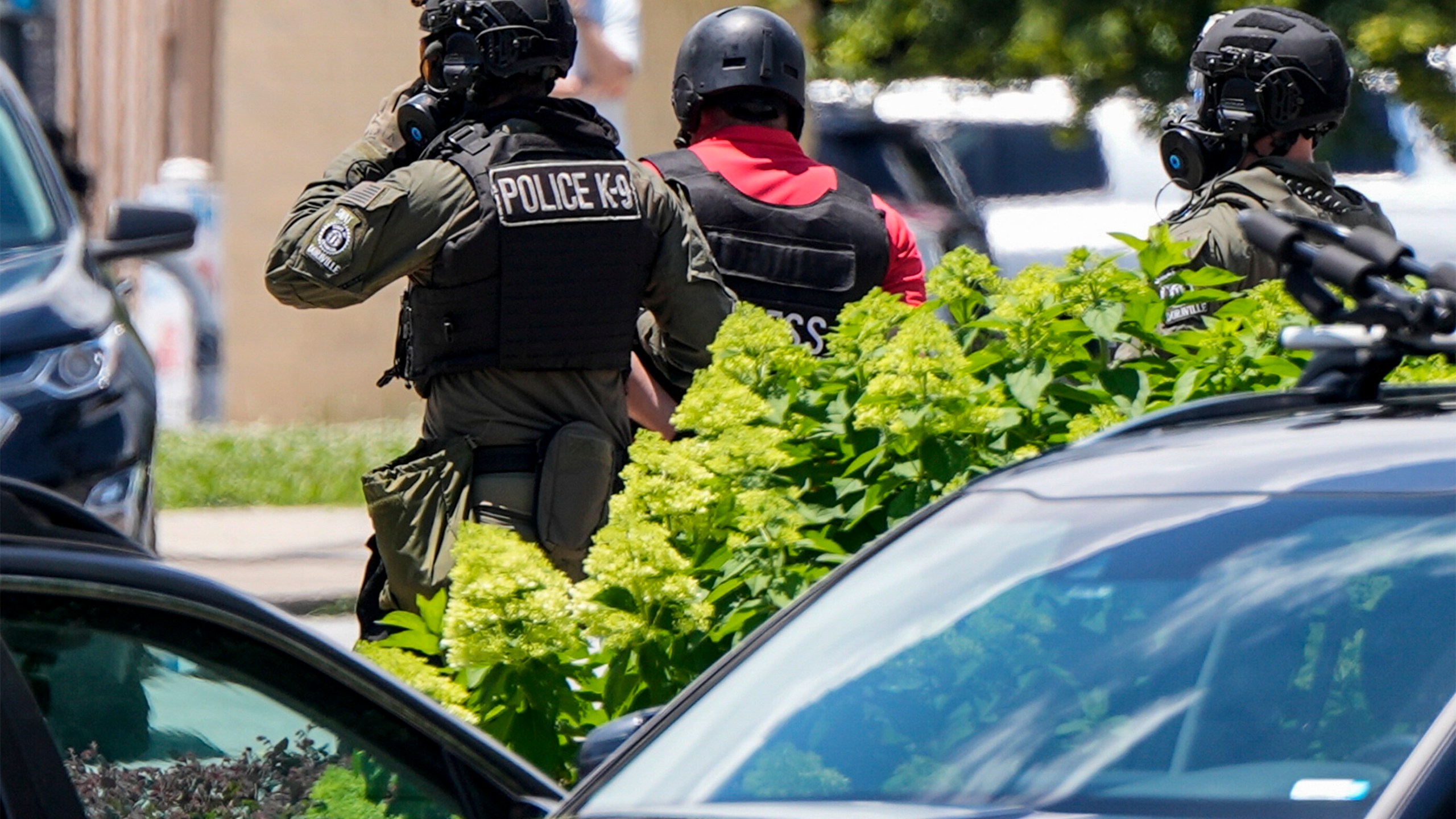 Mario Guevara with MGNews is detained by Dekalb County Sheriff's deputies in Dekalb County, during a "No Kings" protest near Atlanta, on Saturday, June 14, 2025/ (AP Photo/Mike Stewart)